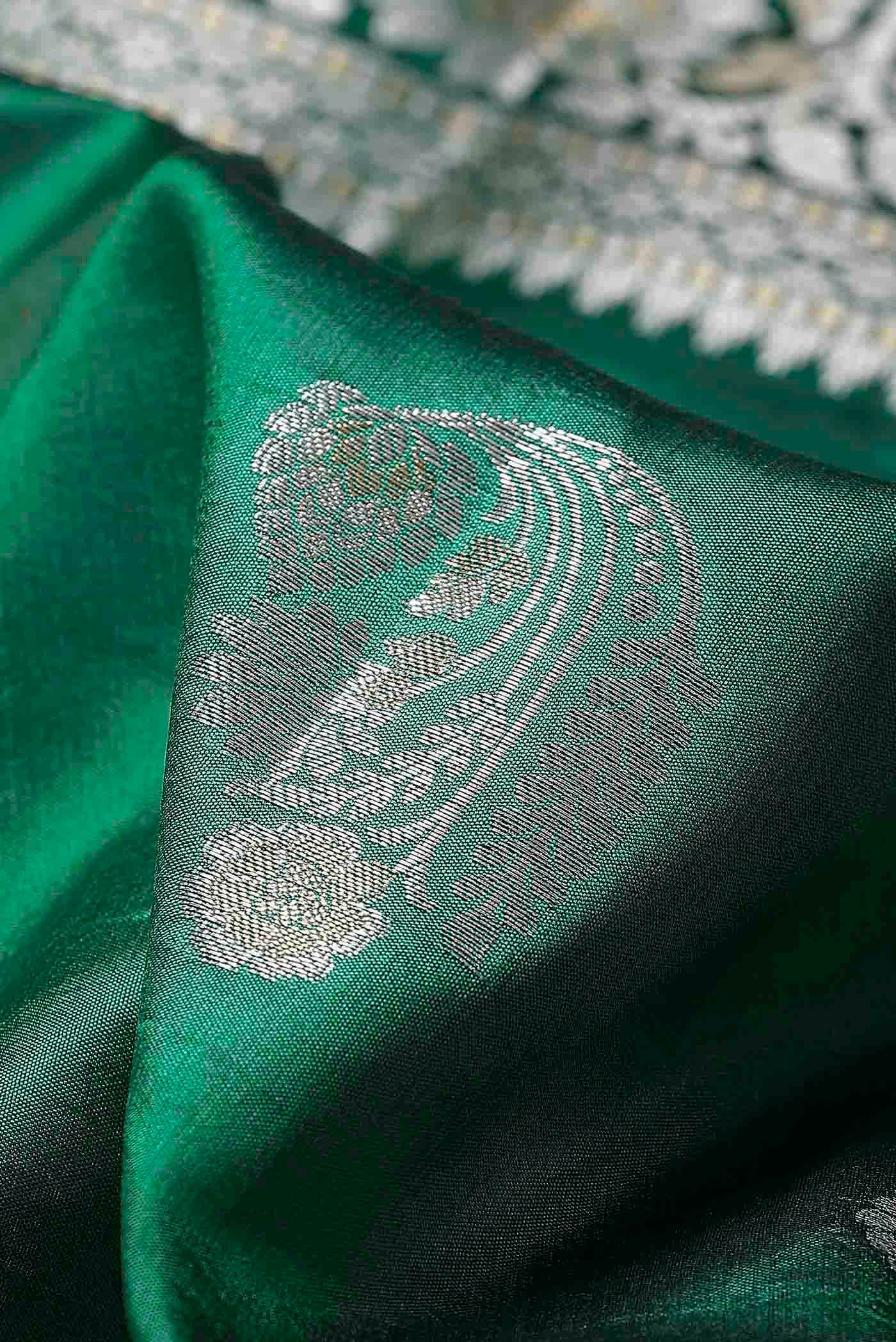 Green Banarasi Raw Silk Saree