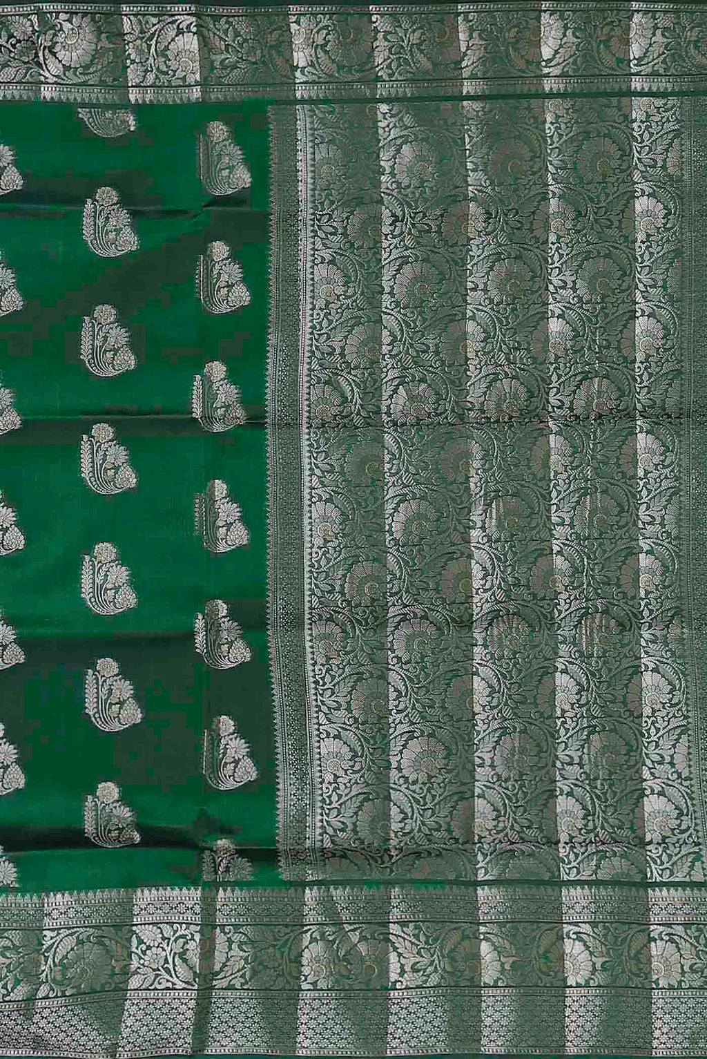 Green Banarasi Raw Silk Saree