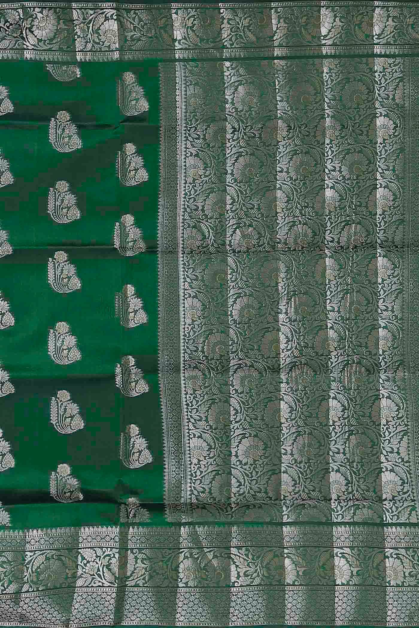 Green Banarasi Raw Silk Saree