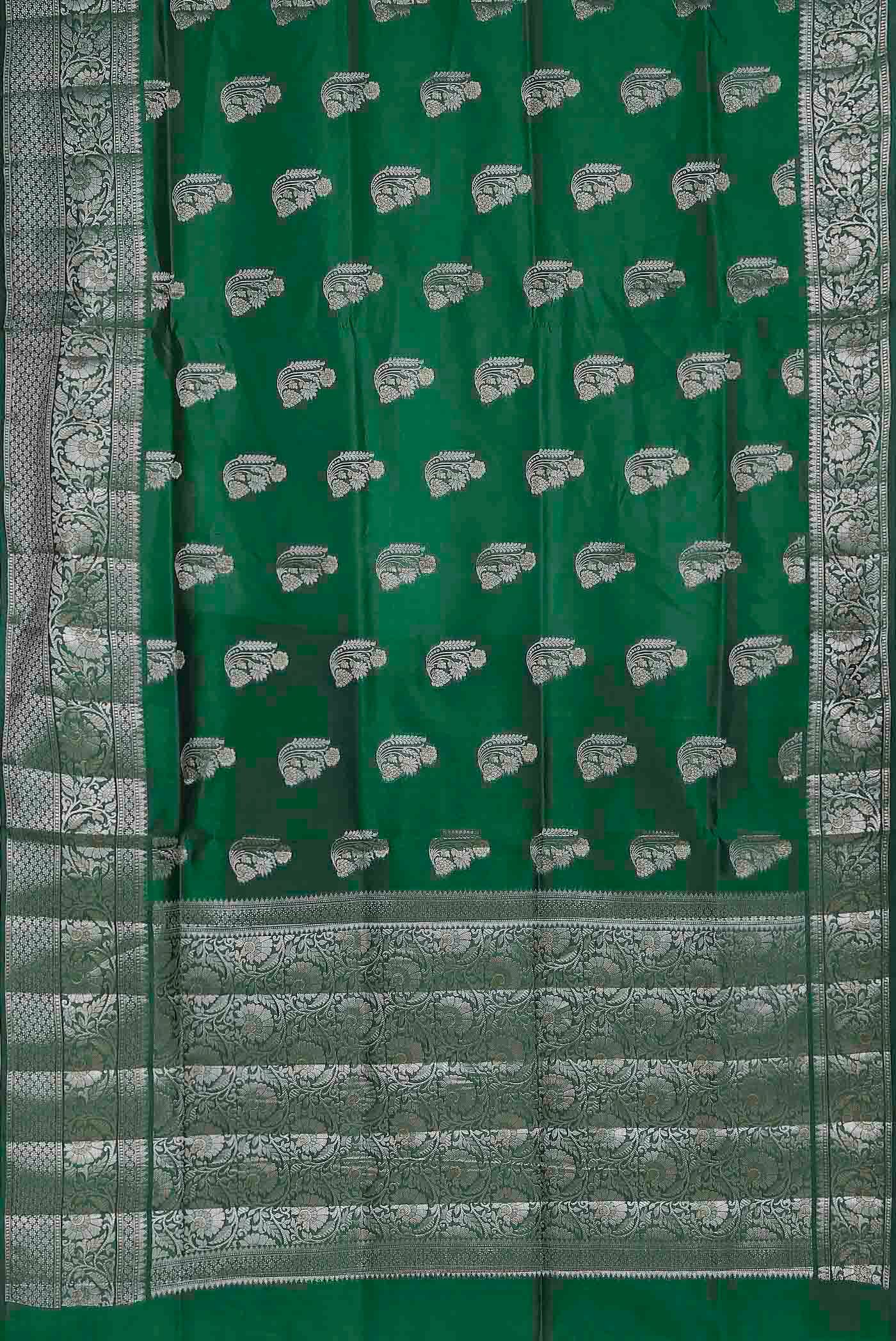 Green Banarasi Raw Silk Saree