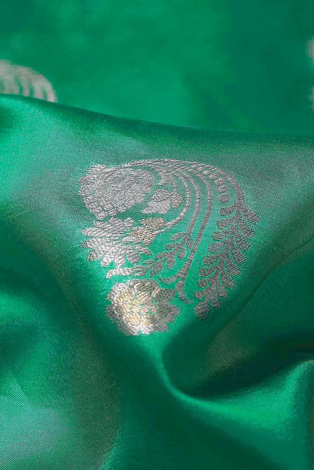 Green Banarasi Raw Silk Saree
