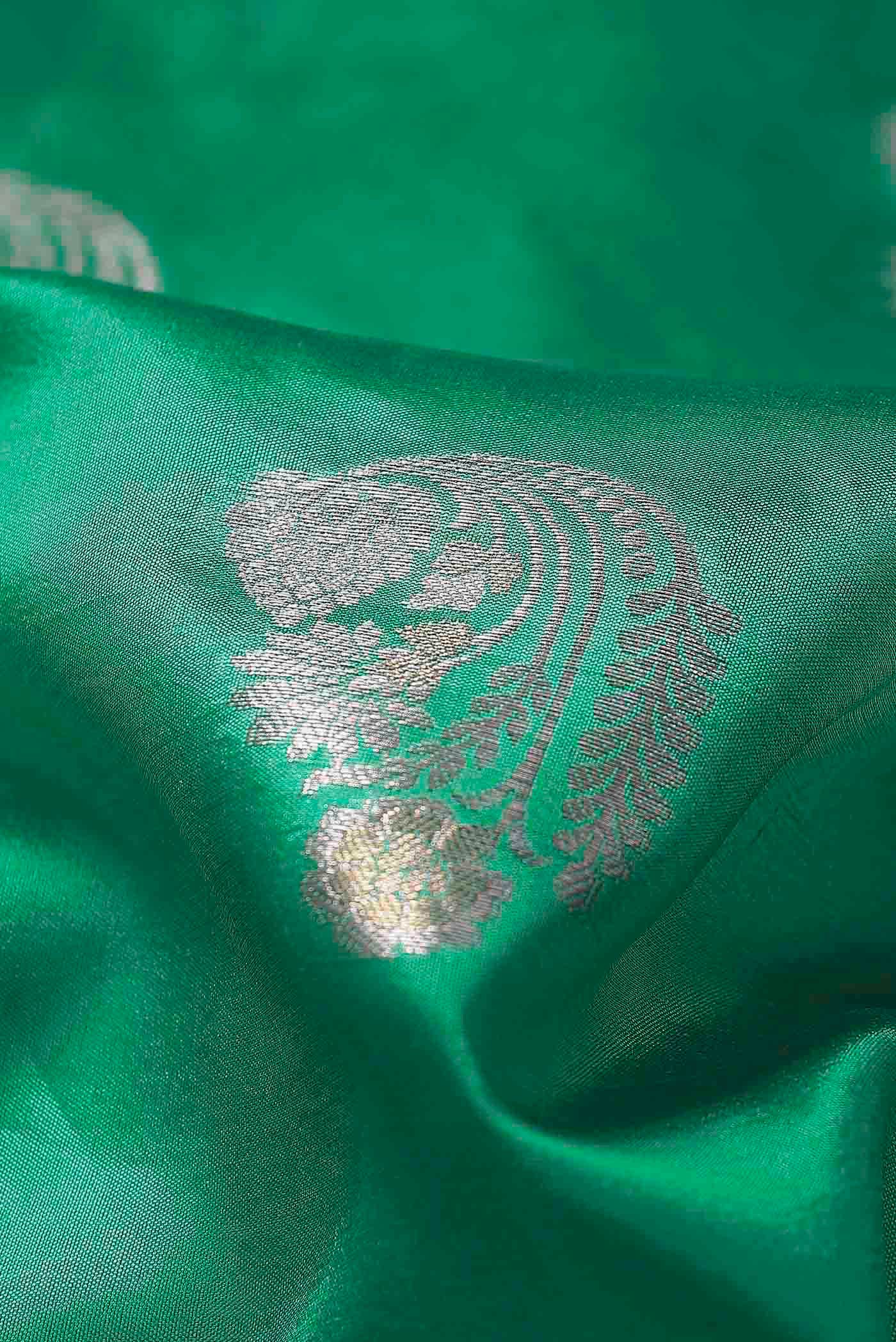 Green Banarasi Raw Silk Saree