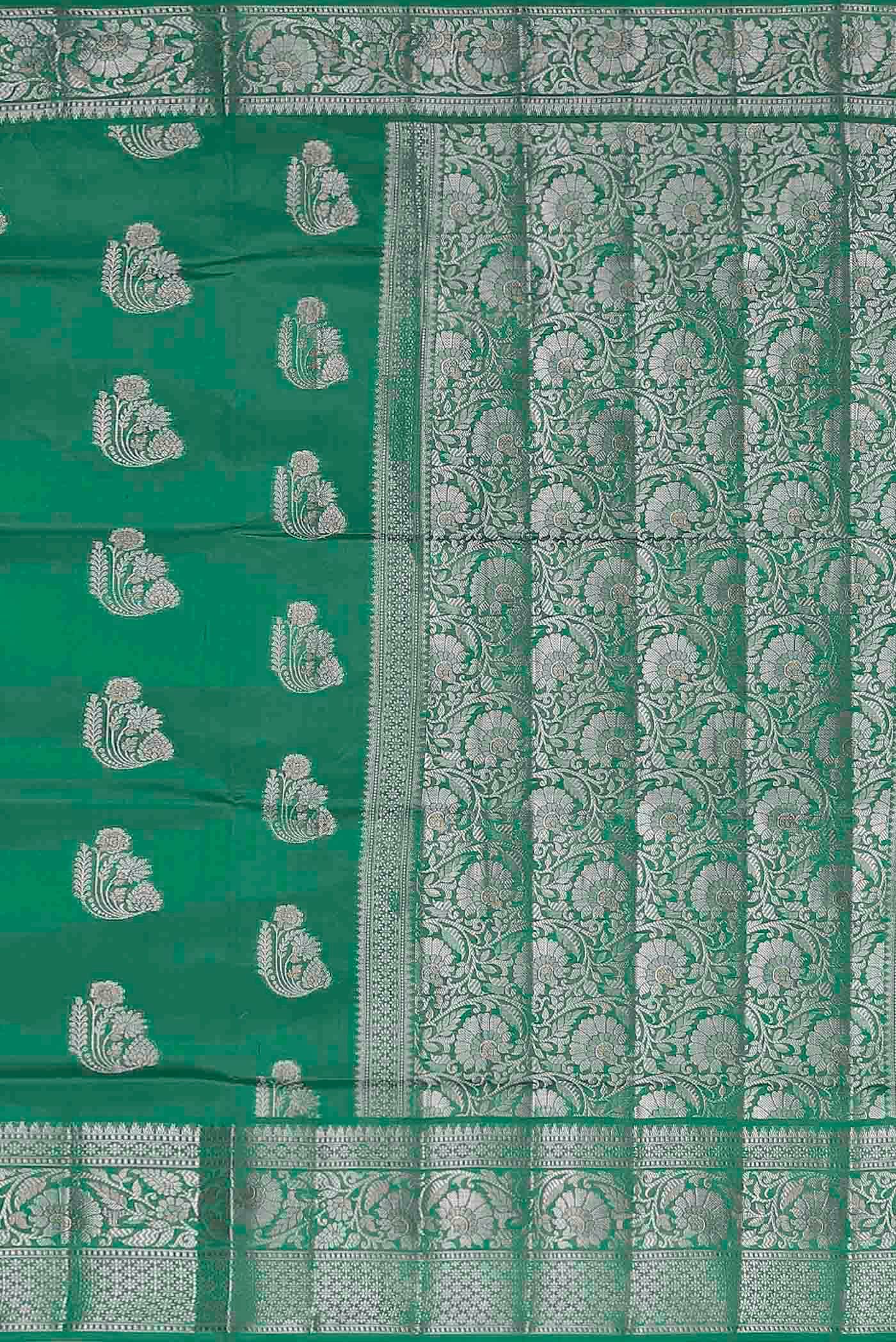 Green Banarasi Raw Silk Saree
