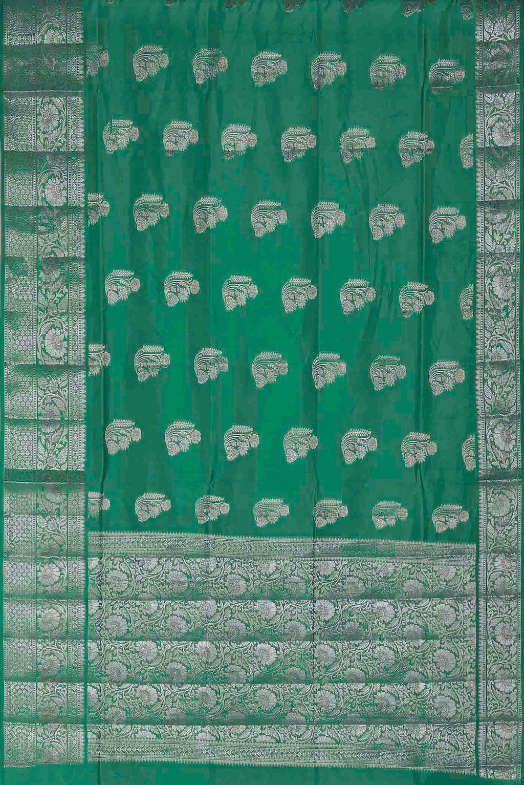 Green Banarasi Raw Silk Saree