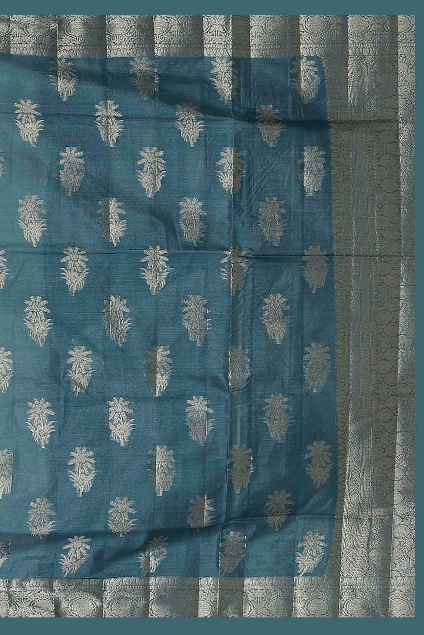 Blue Banarasi Tussar Silk Saree