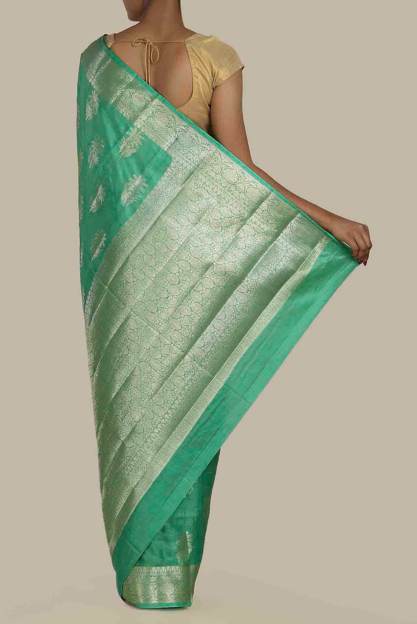 Green Banarasi Tussar Silk Saree