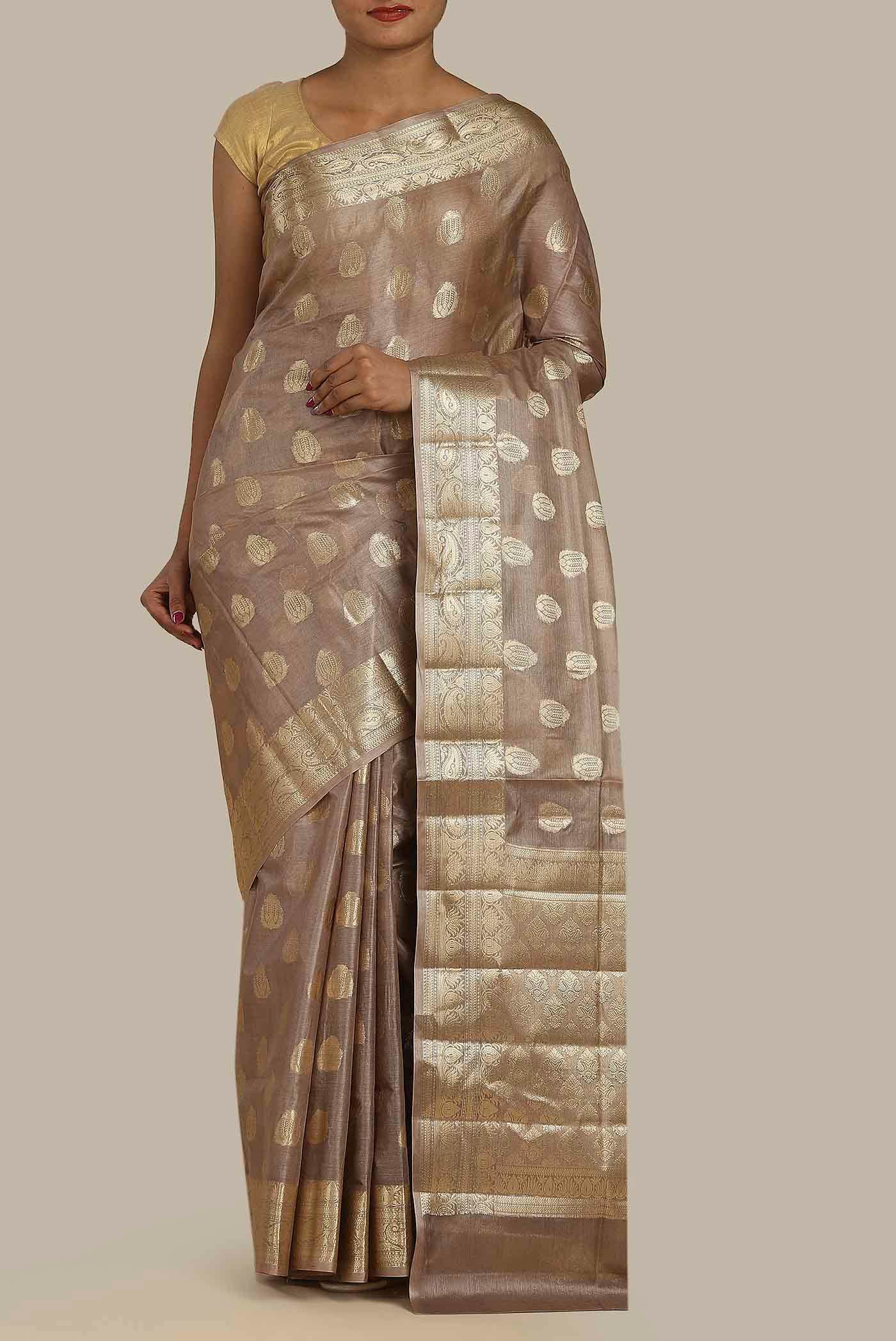 Brown Banarasi Raw Silk Saree