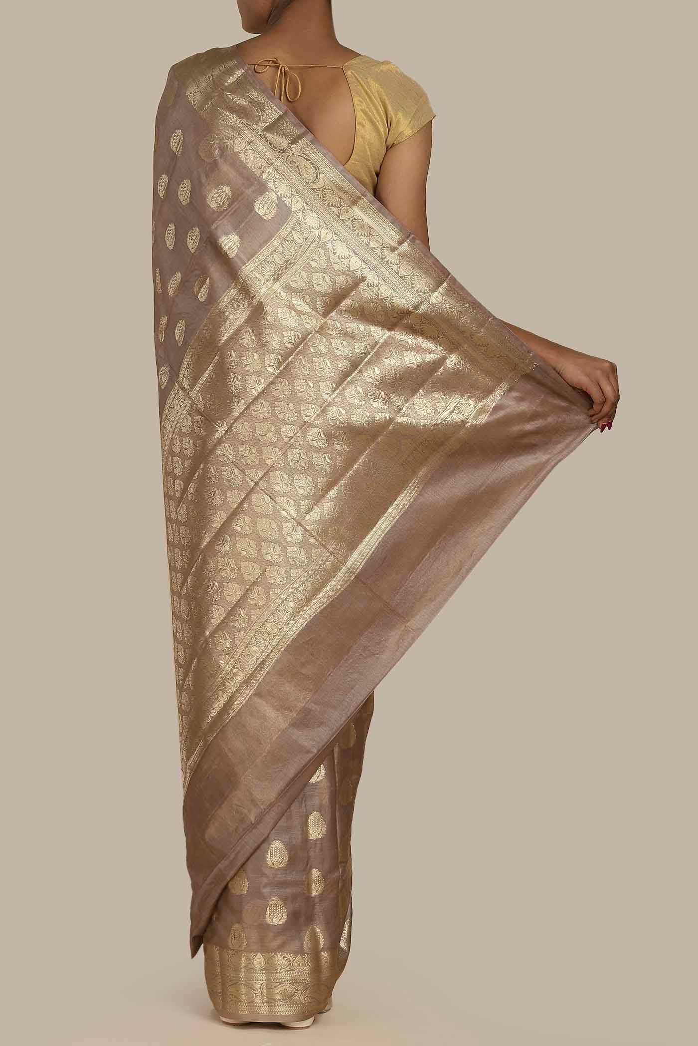 Brown Banarasi Raw Silk Saree