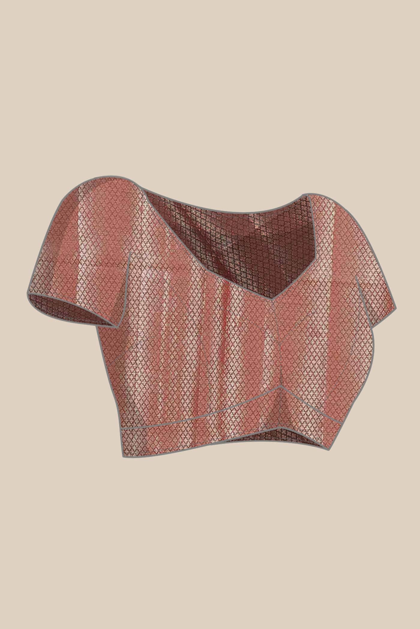 Coral Banarasi Tussar Silk Saree