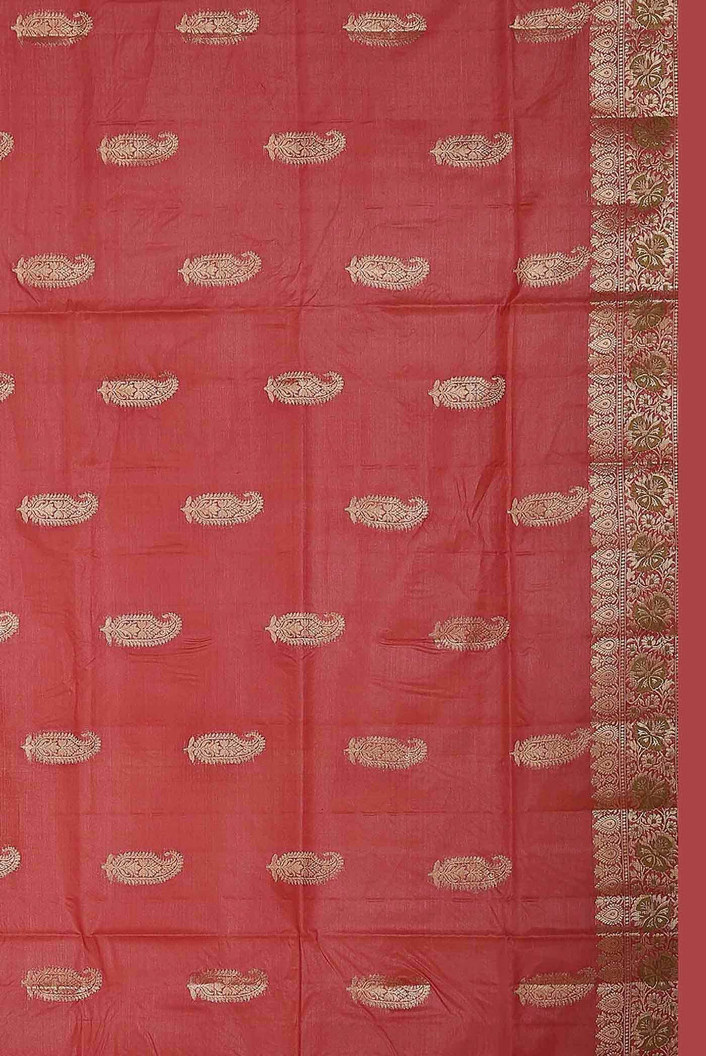 Coral Banarasi Tussar Silk Saree