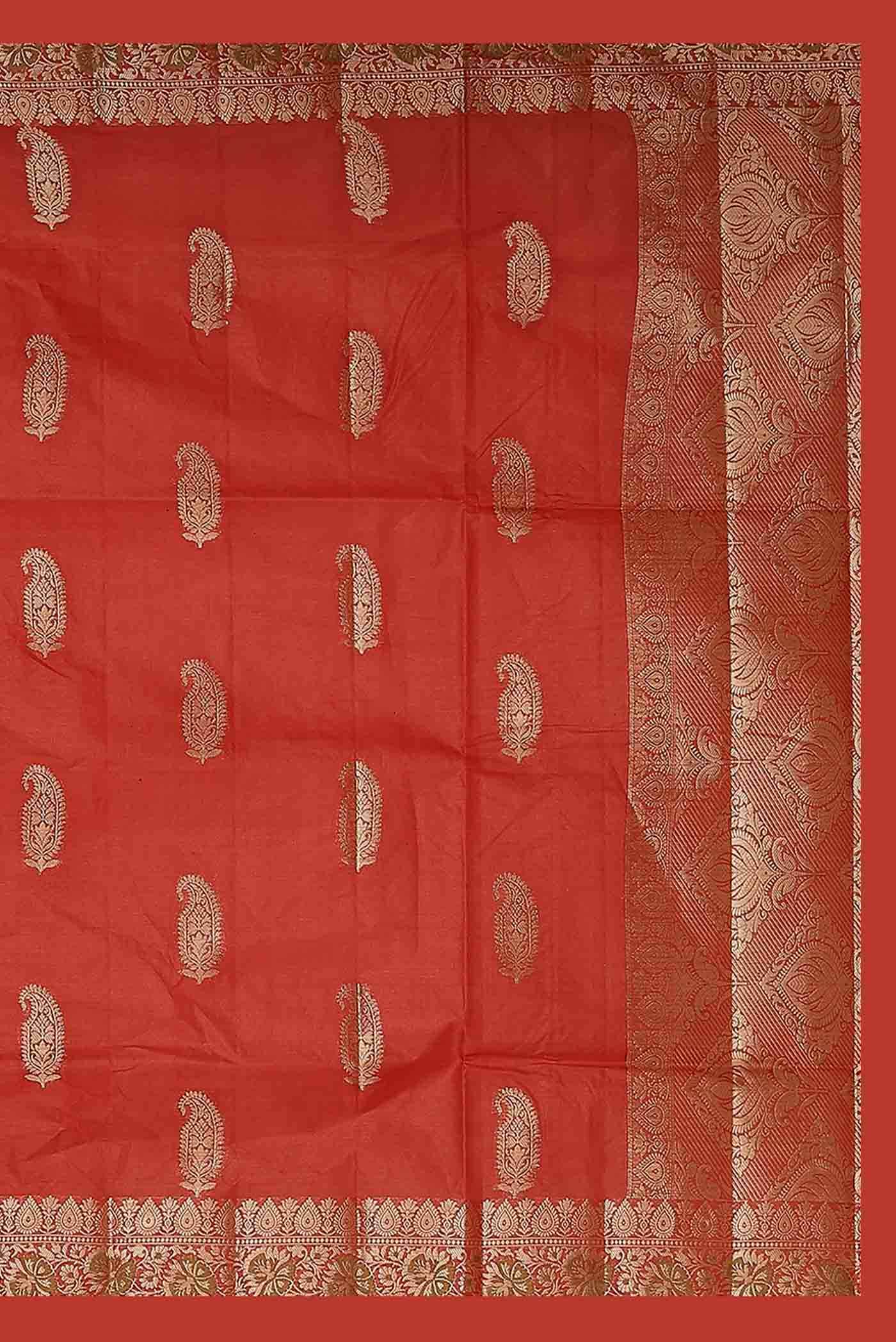 Red Banarasi Tussar Silk Saree
