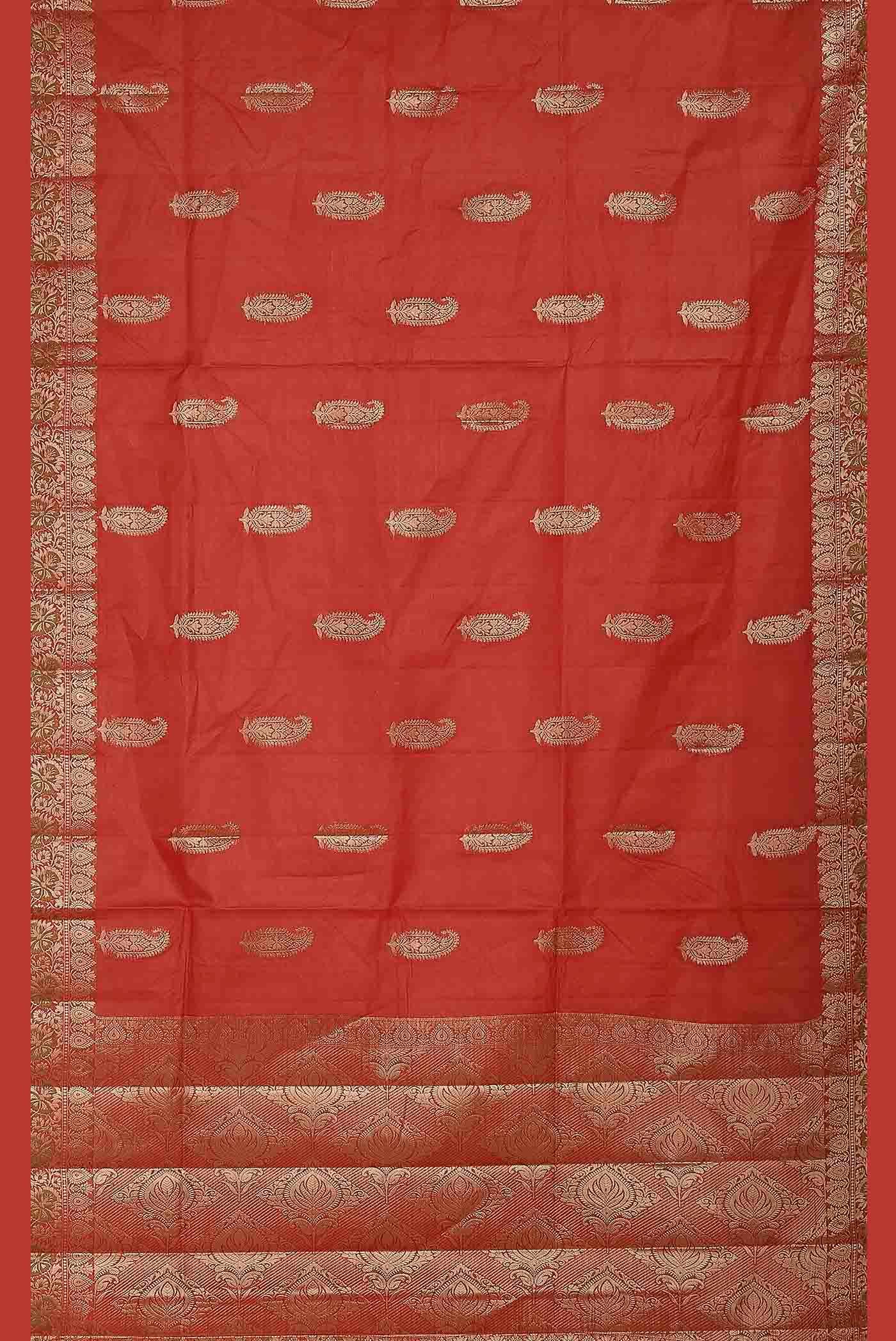 Red Banarasi Tussar Silk Saree