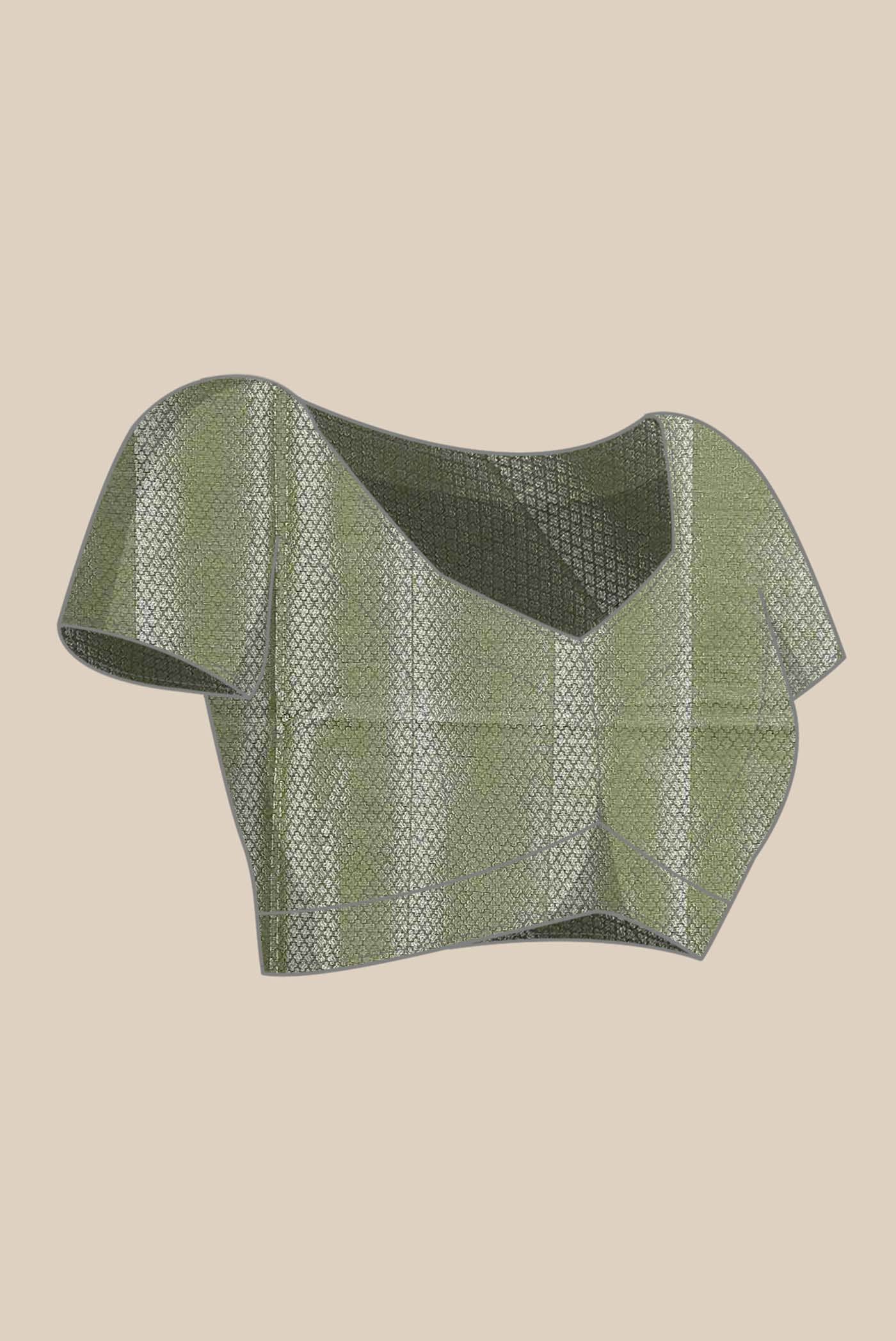 Green Banarasi Tussar Silk Saree