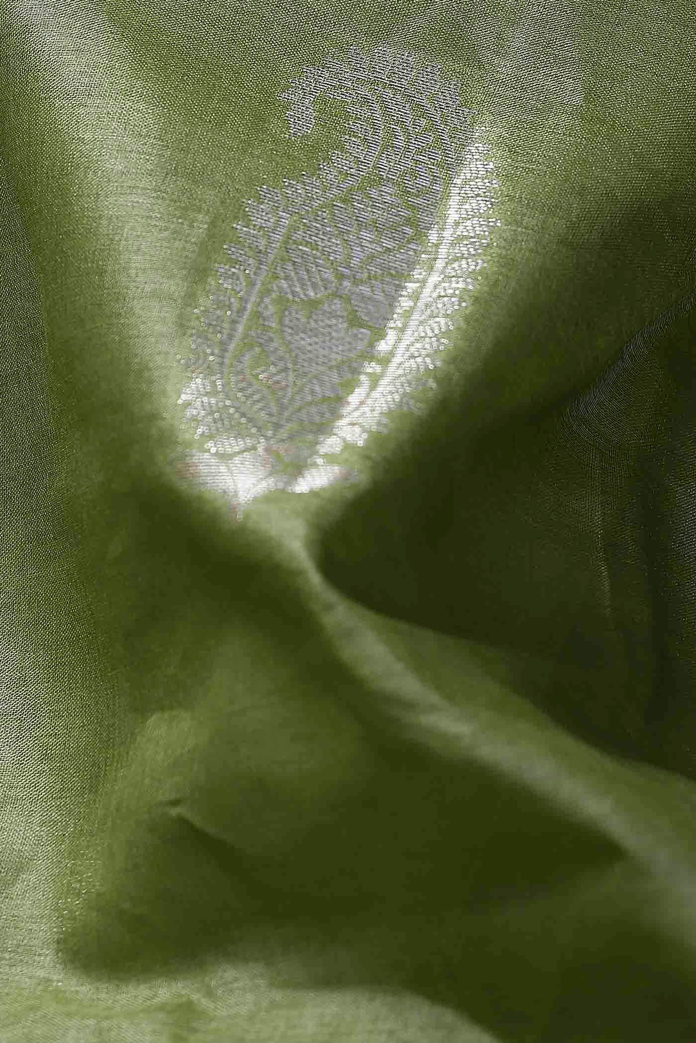 Green Banarasi Tussar Silk Saree