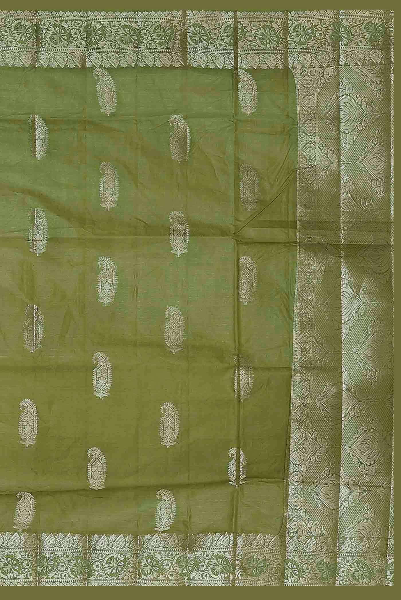 Green Banarasi Tussar Silk Saree