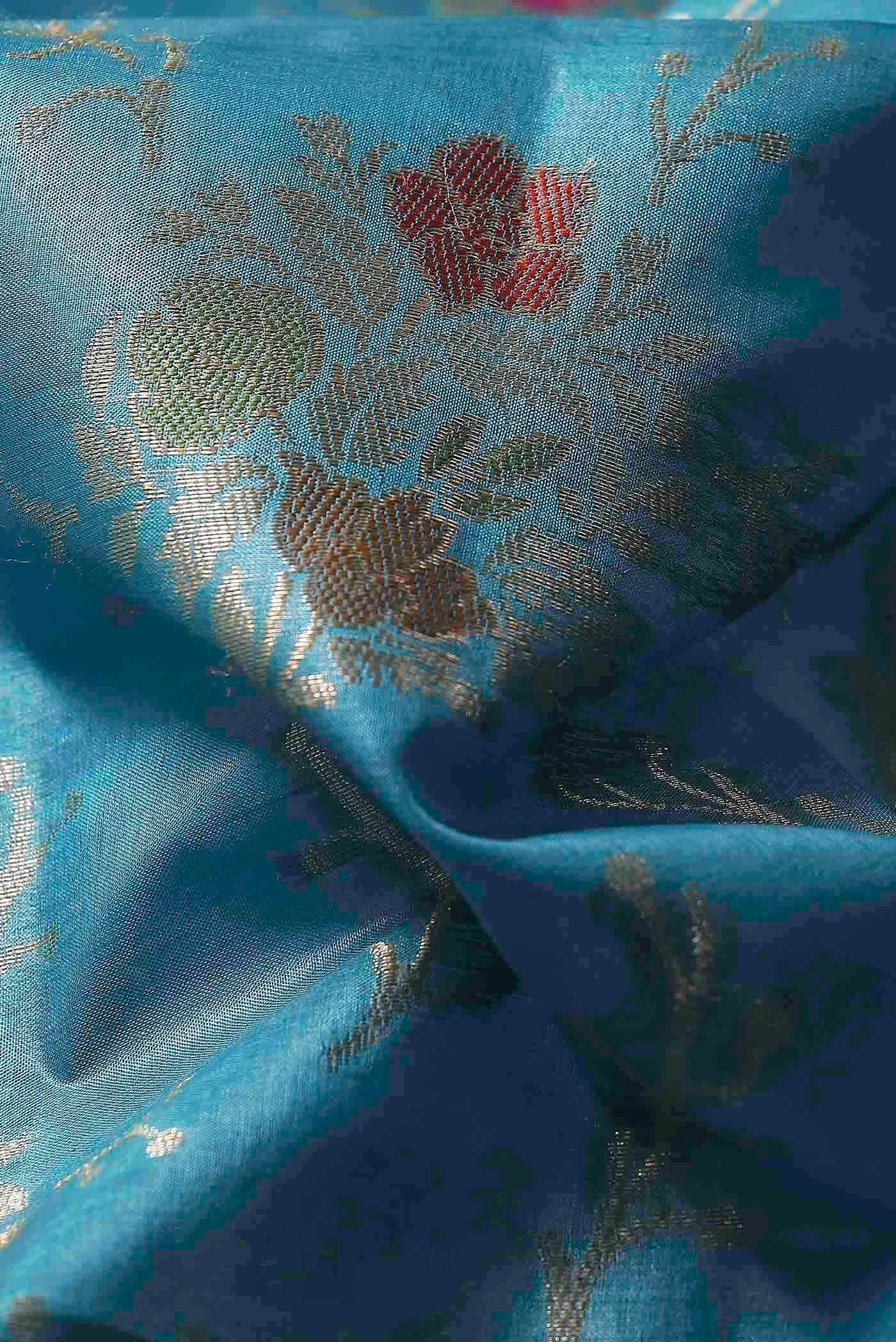 Blue Banarasi Tussar Silk Saree
