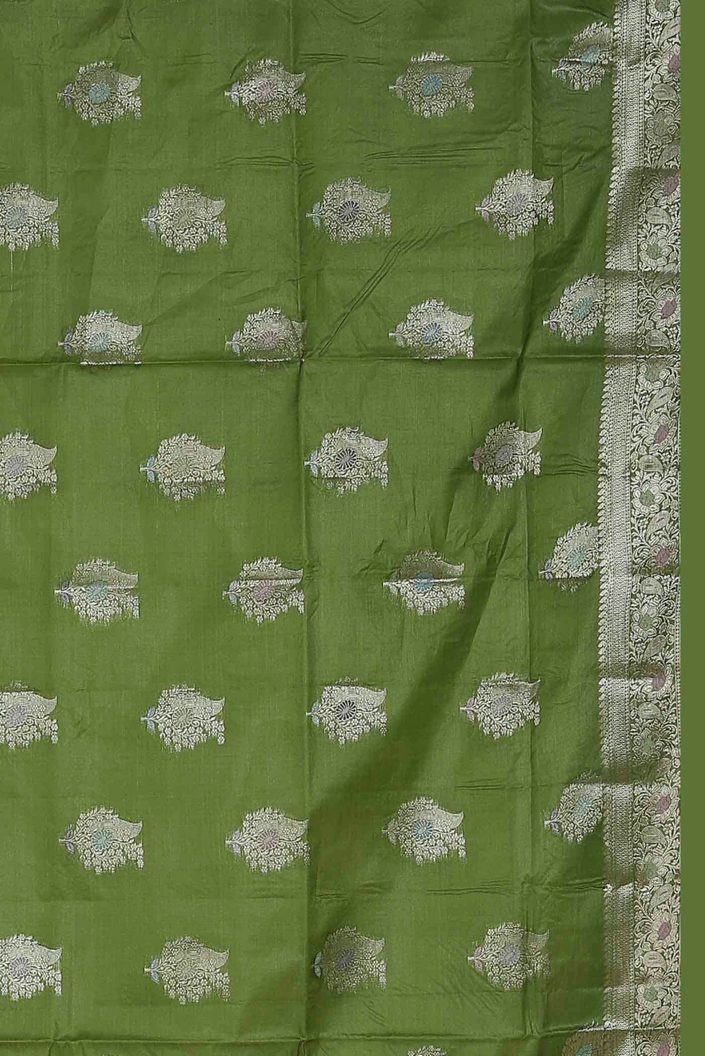Green Banarasi Tussar Silk Saree