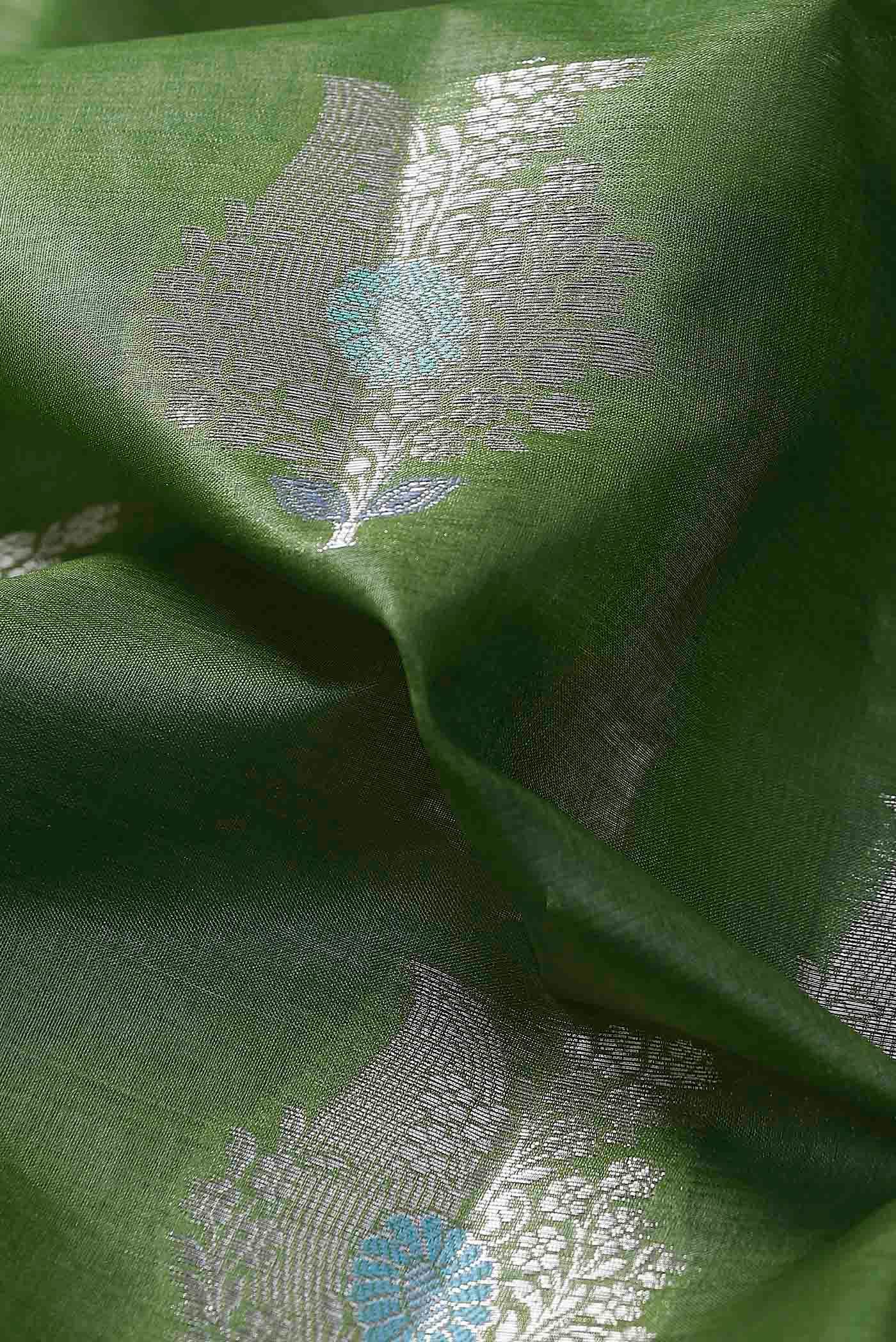Green Banarasi Tussar Silk Saree