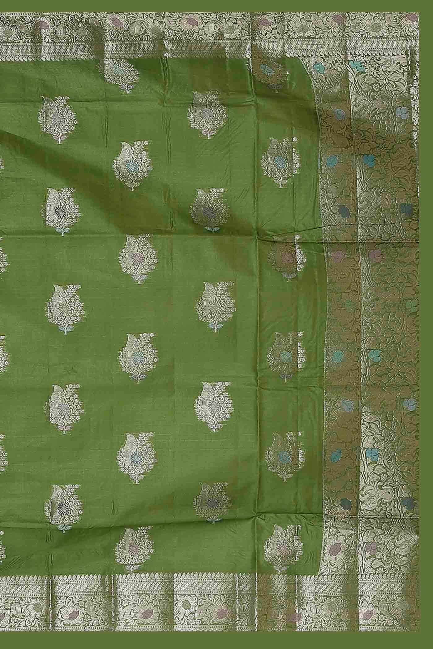 Green Banarasi Tussar Silk Saree