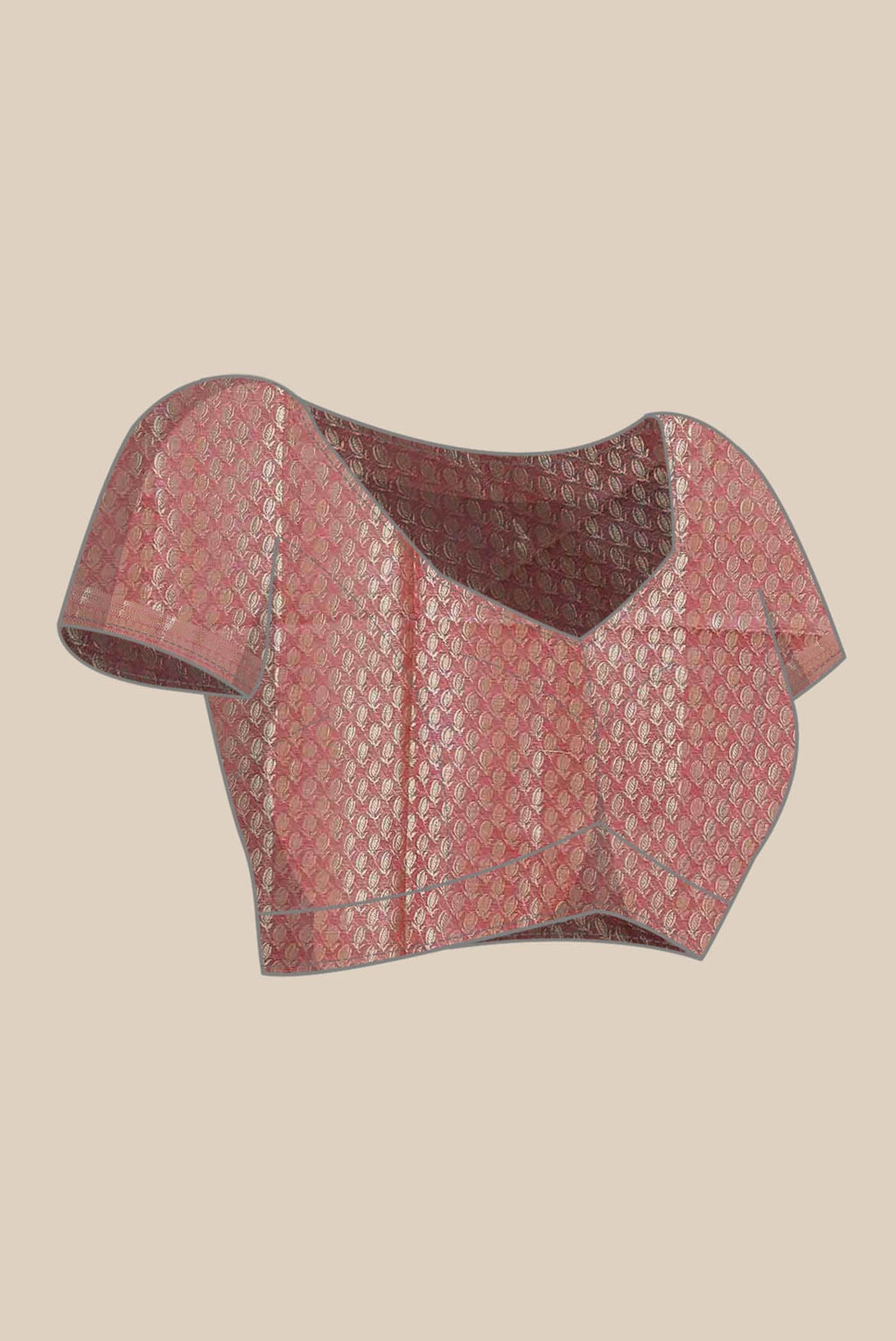 Coral Banarasi Tussar Silk Saree