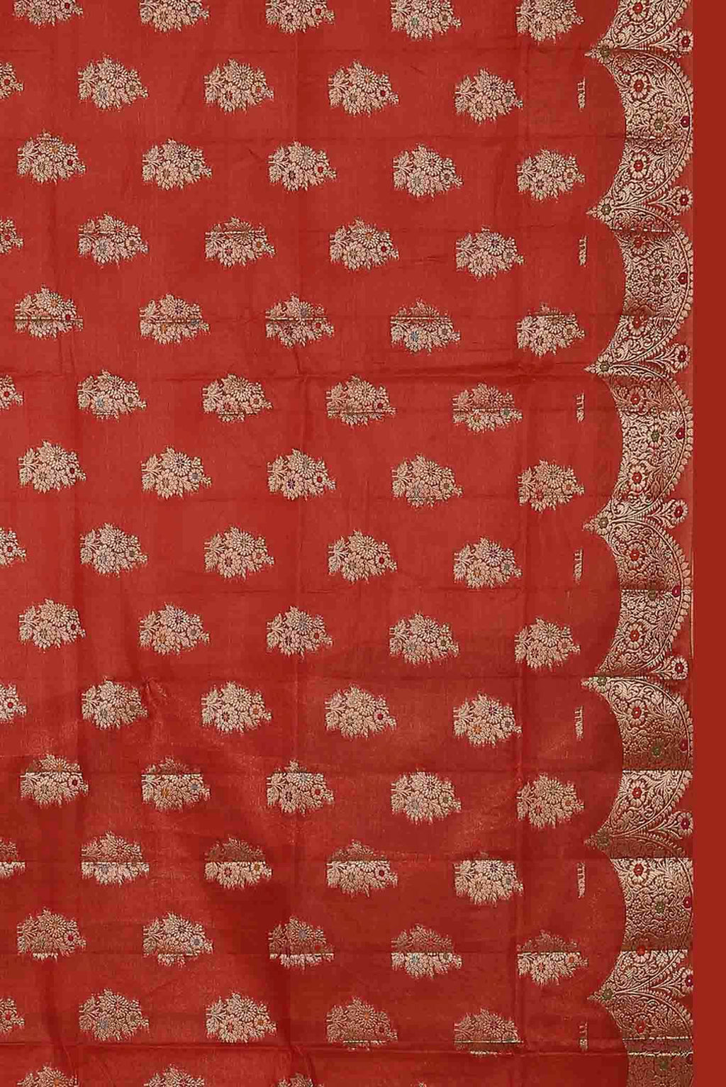 Red Banarasi Tussar Silk Saree