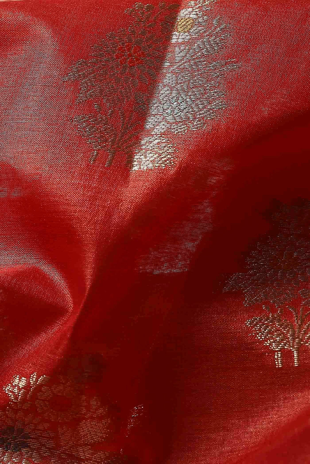 Red Banarasi Tussar Silk Saree