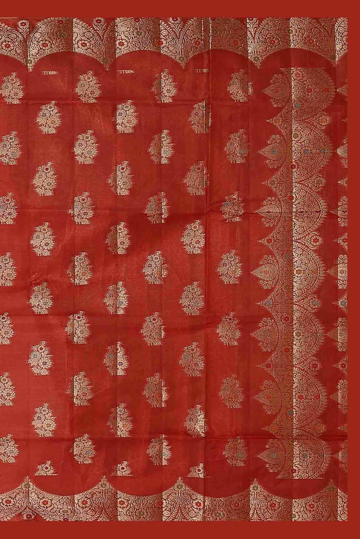 Red Banarasi Tussar Silk Saree