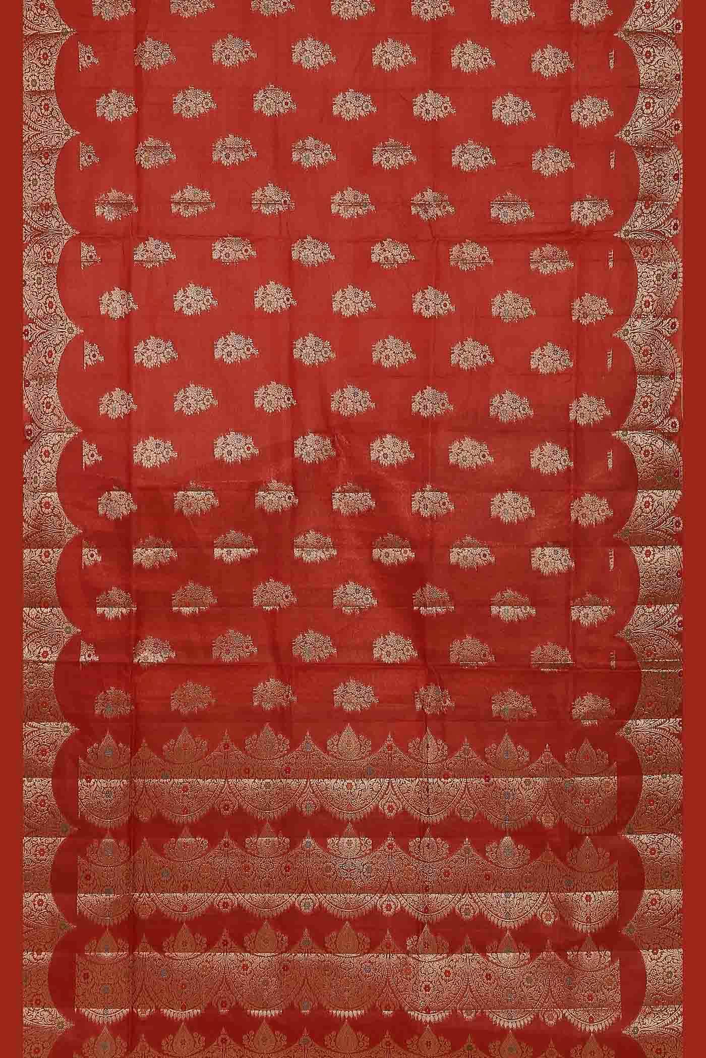 Red Banarasi Tussar Silk Saree