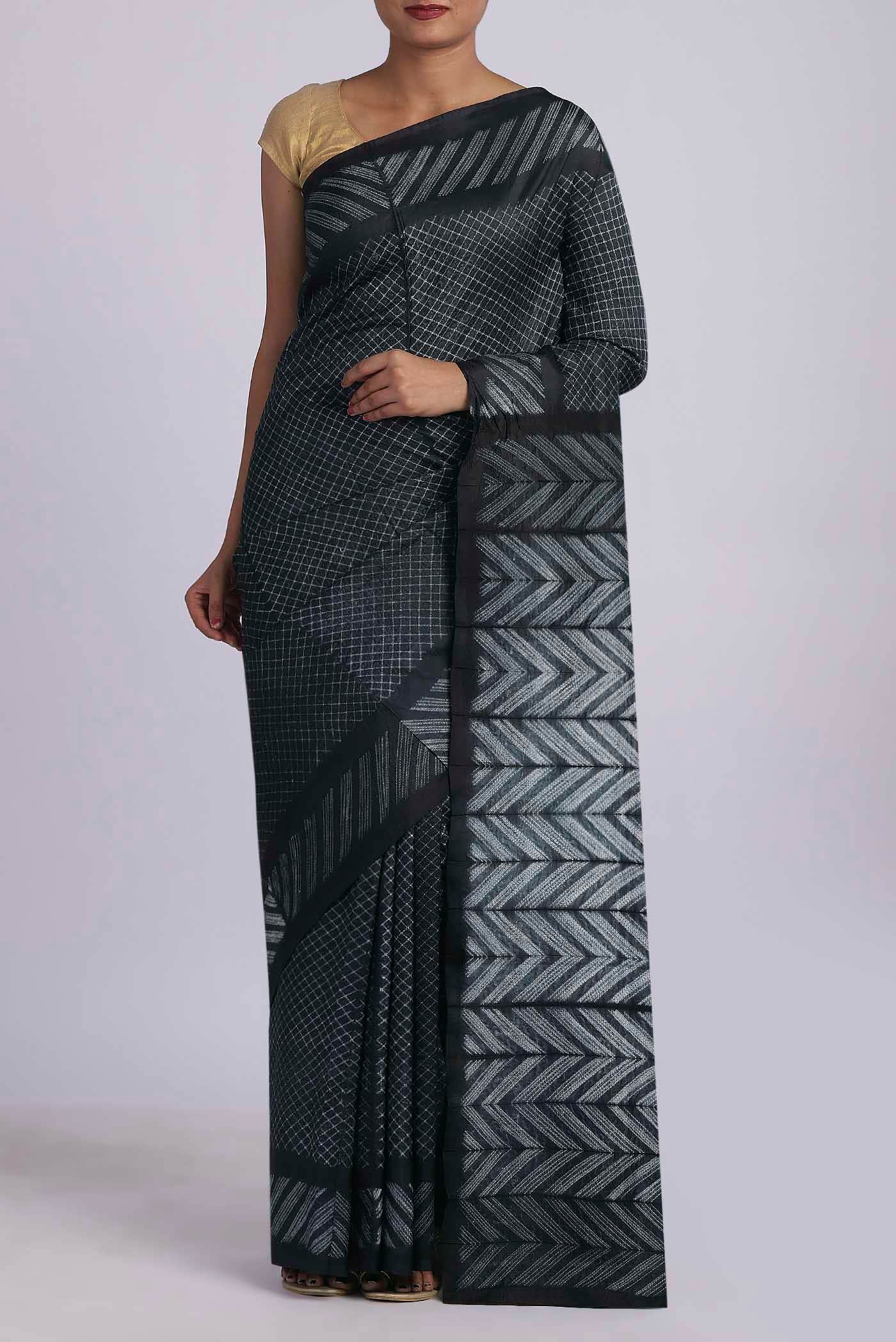 Black Tussar Silk Saree