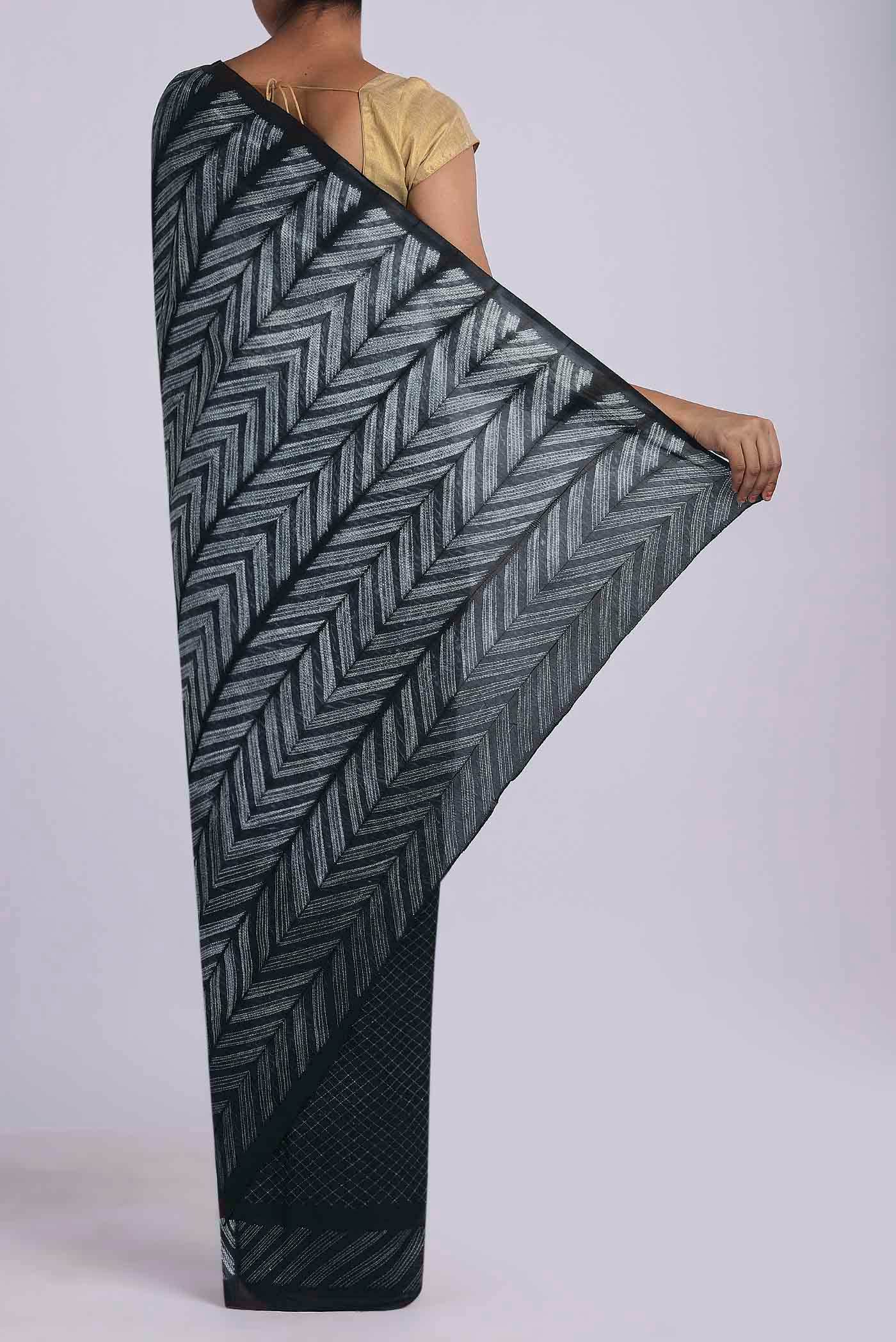 Black Tussar Silk Saree