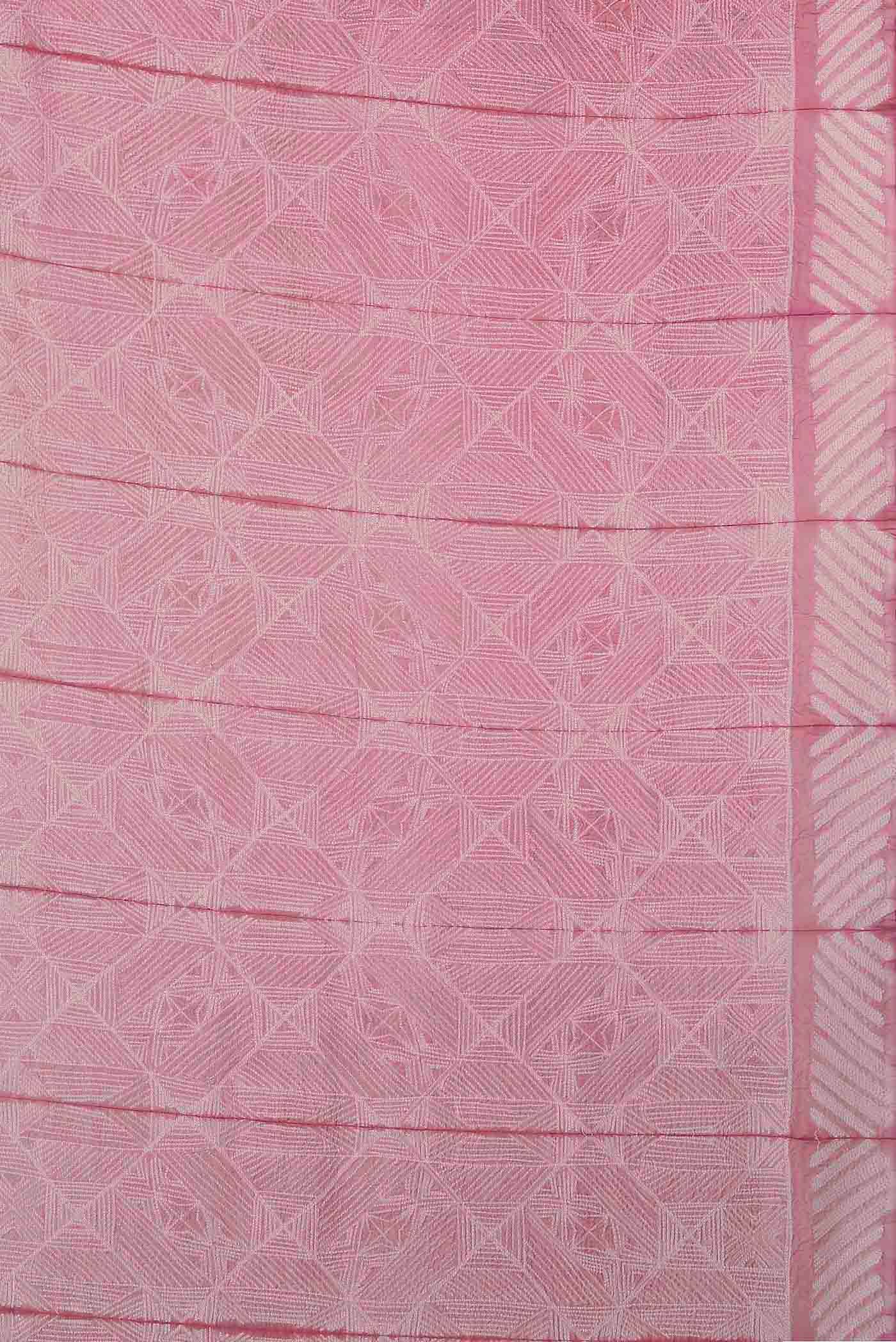Pink Tussar Silk Saree