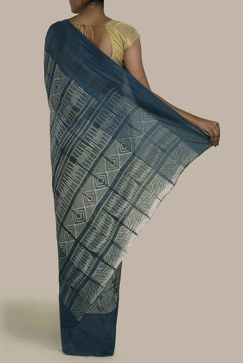 Grey Bhagalpuri Tussar Silk Saree