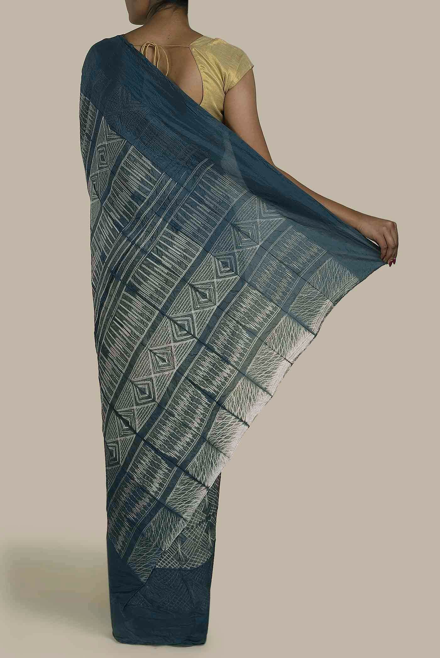 Grey Bhagalpuri Tussar Silk Saree