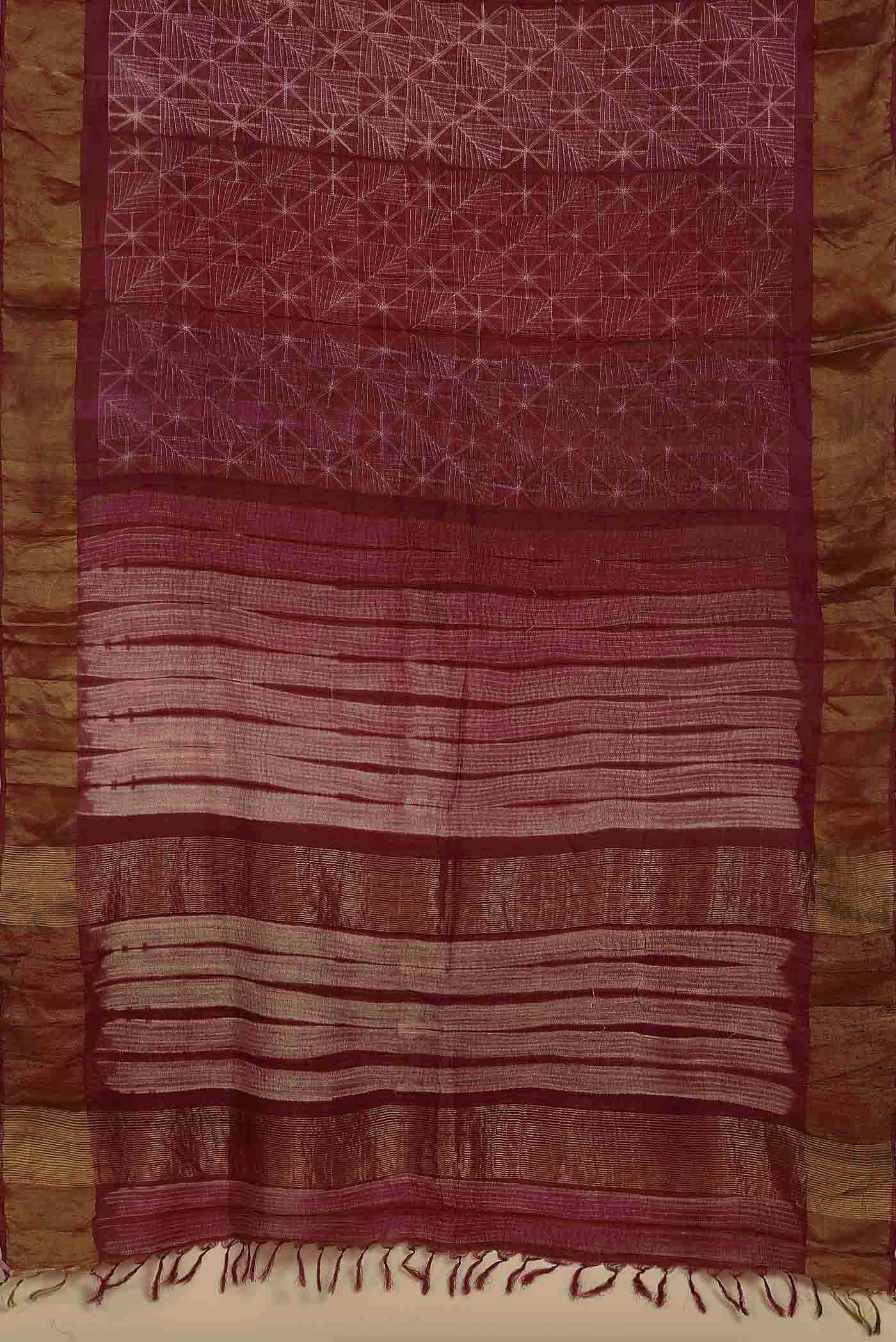 Mauve Bhagalpuri Tussar Silk Saree
