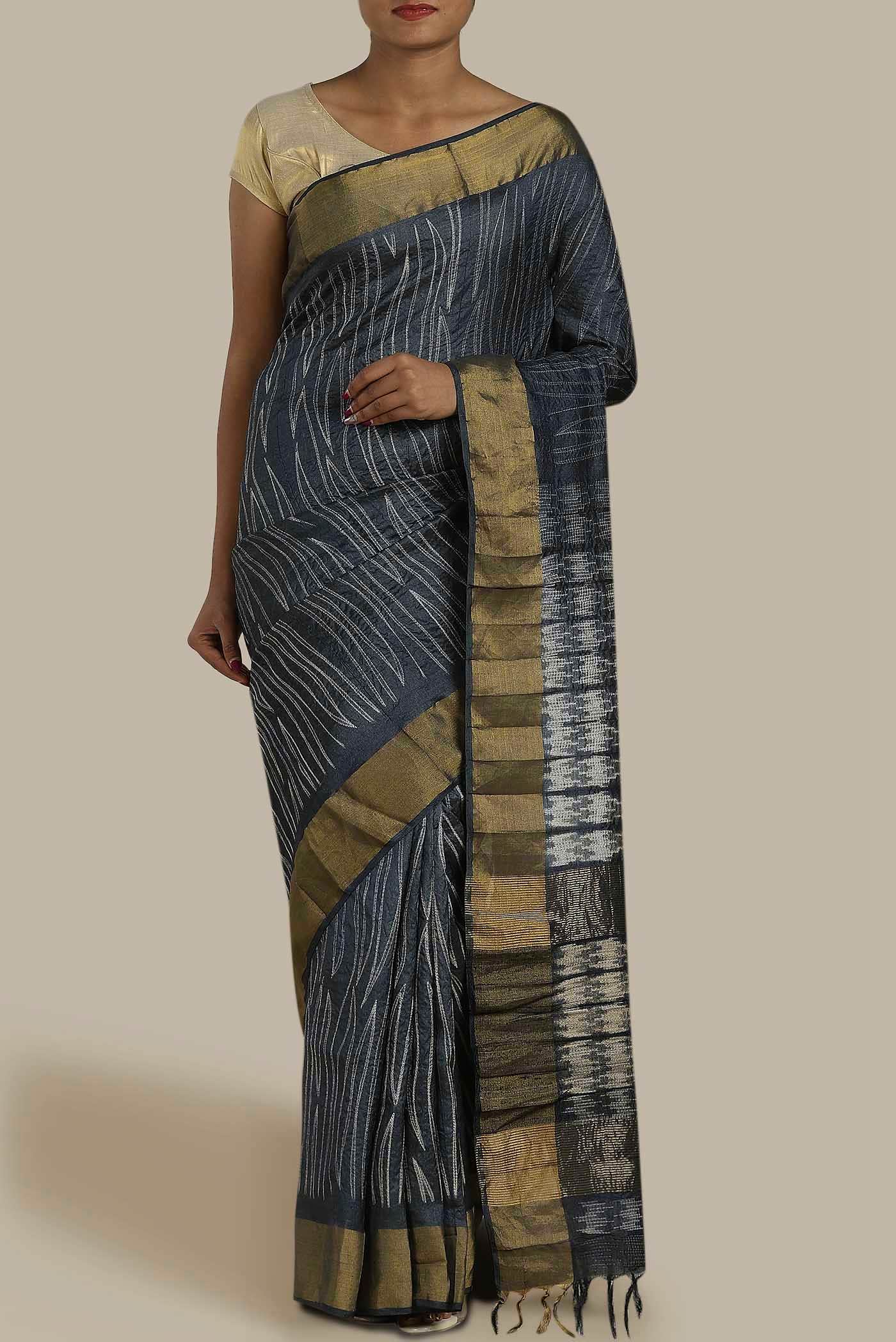 Blue Chanderi Silk Cotton Saree