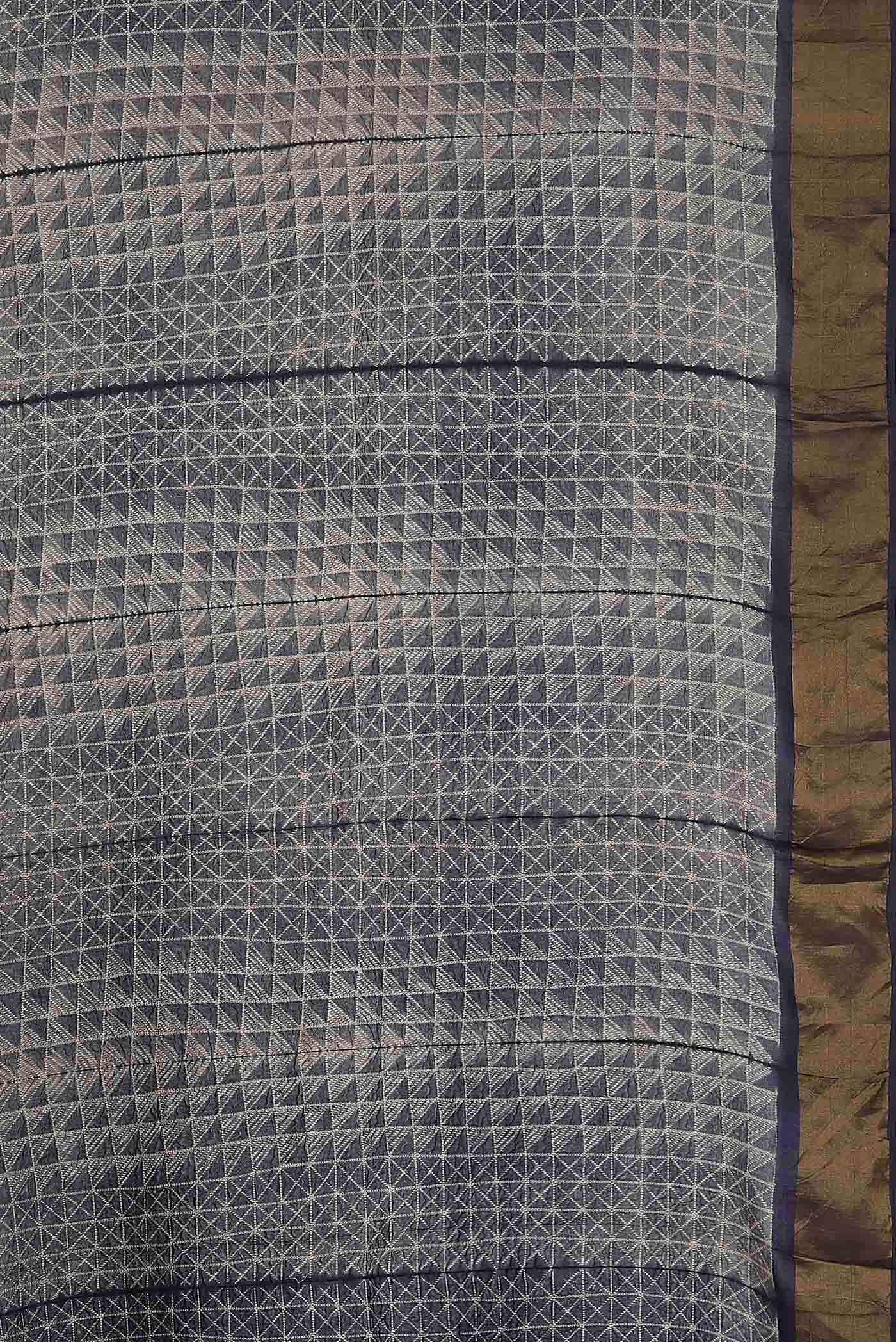 Grey Bhagalpuri Tussar Silk Saree