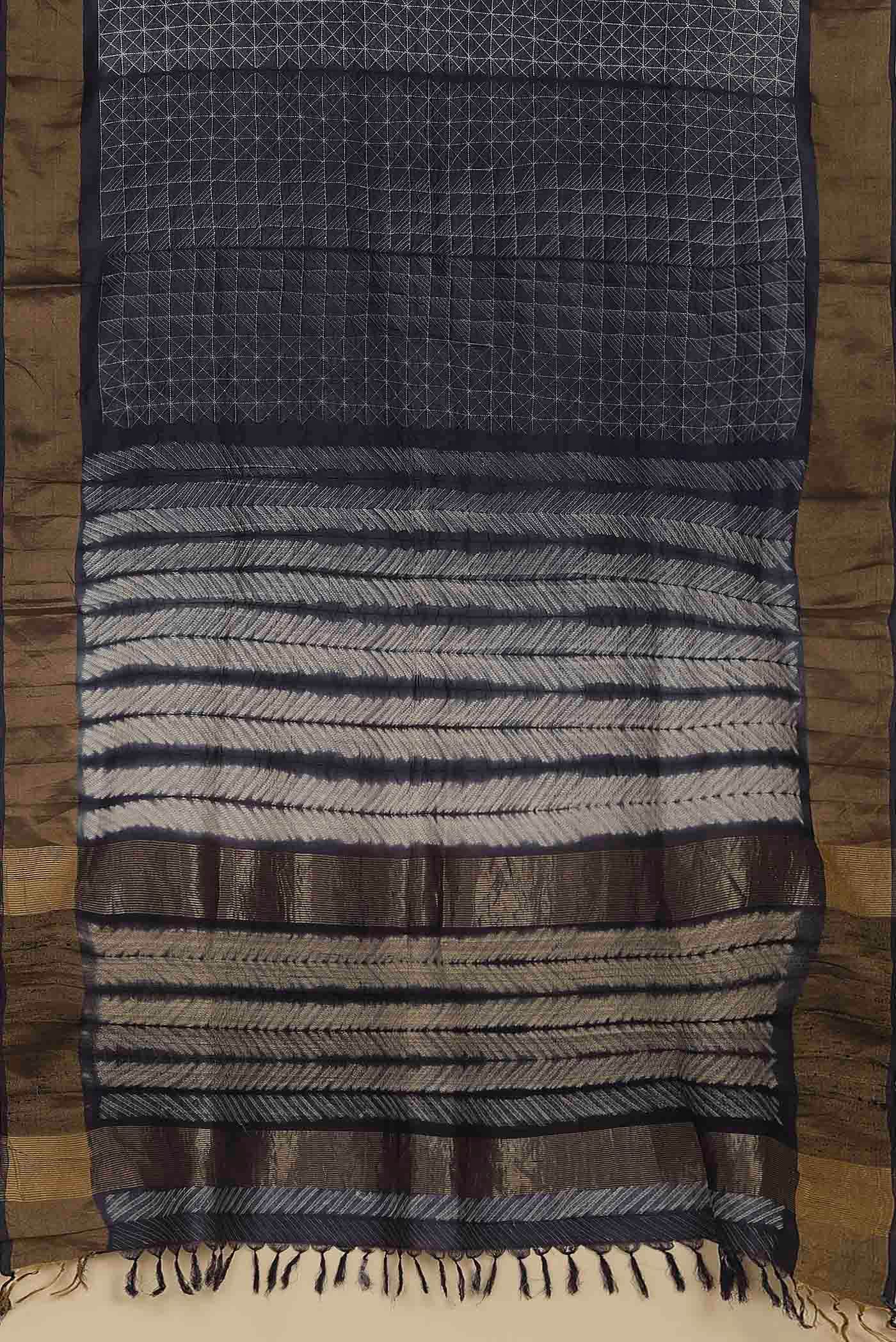 Grey Bhagalpuri Tussar Silk Saree