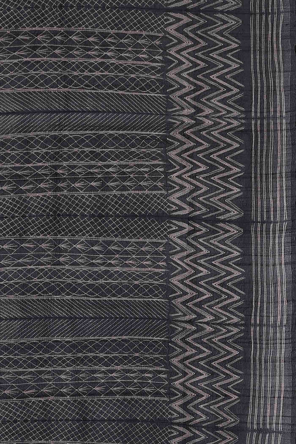 Black Tussar Silk Saree
