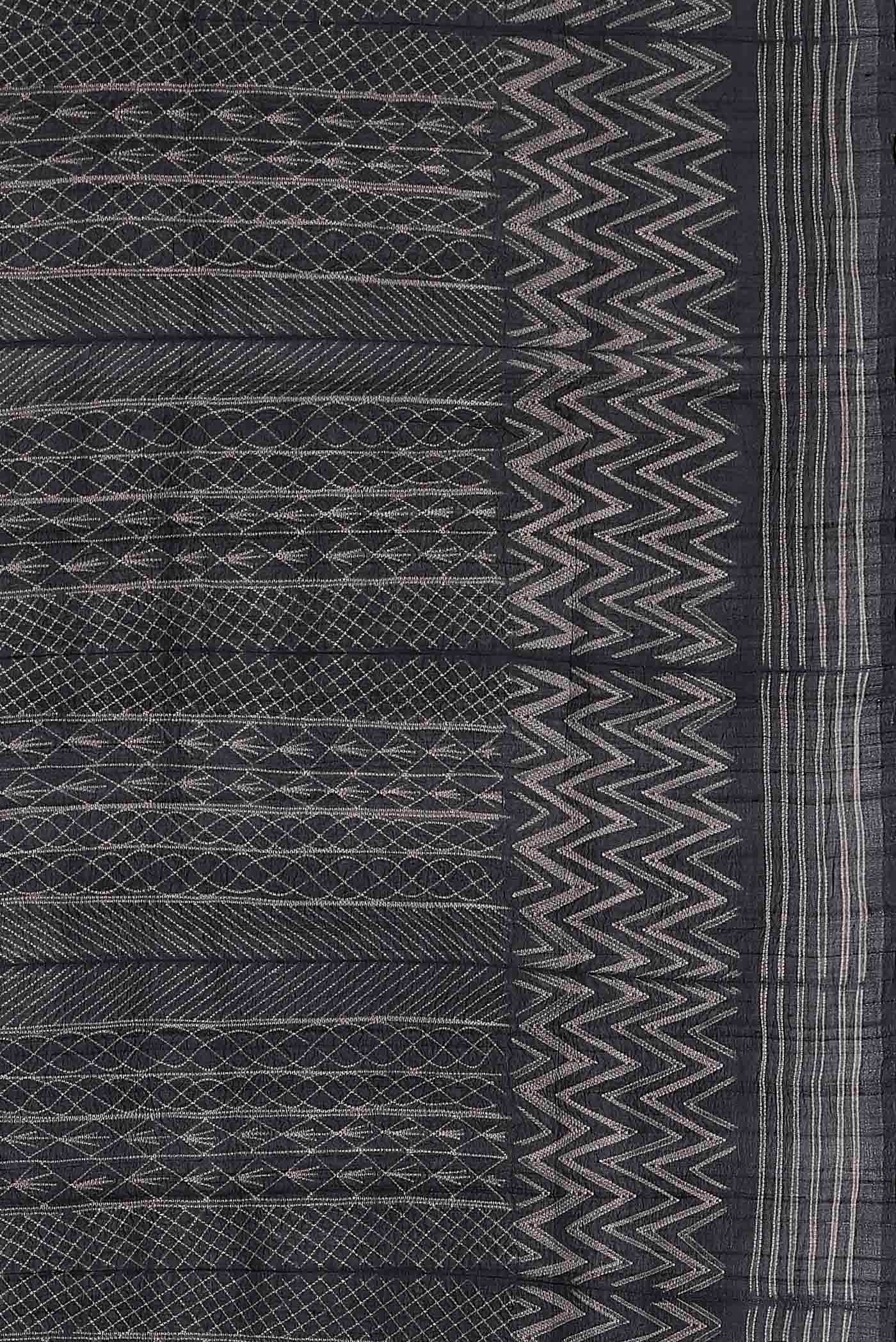 Black Tussar Silk Saree
