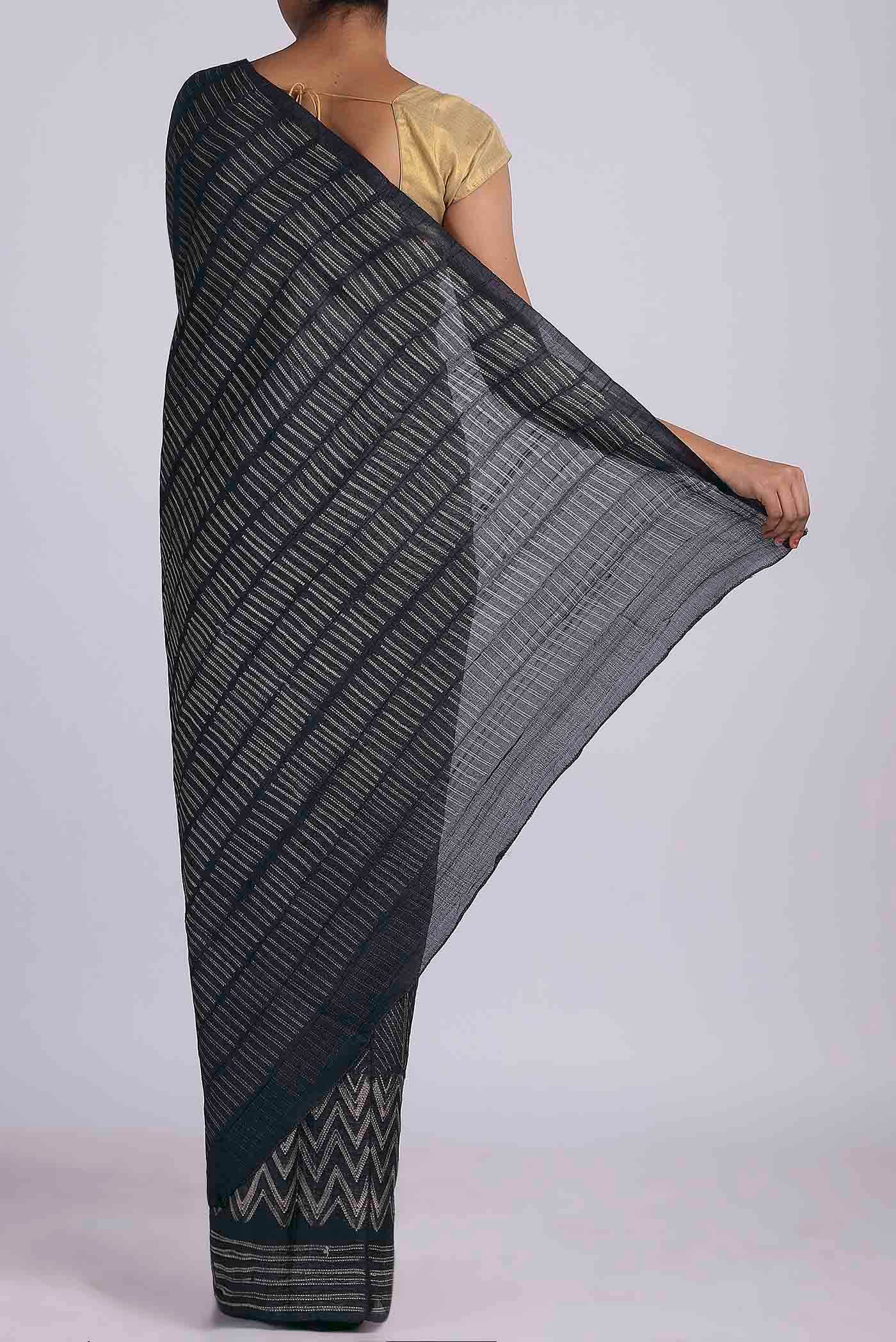 Black Tussar Silk Saree