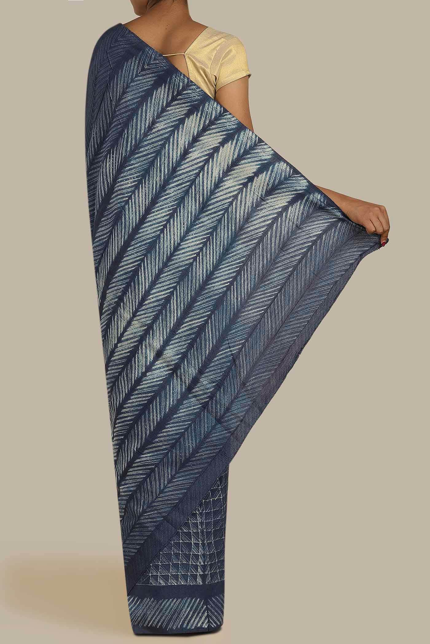 Blue Chanderi Silk Cotton Saree