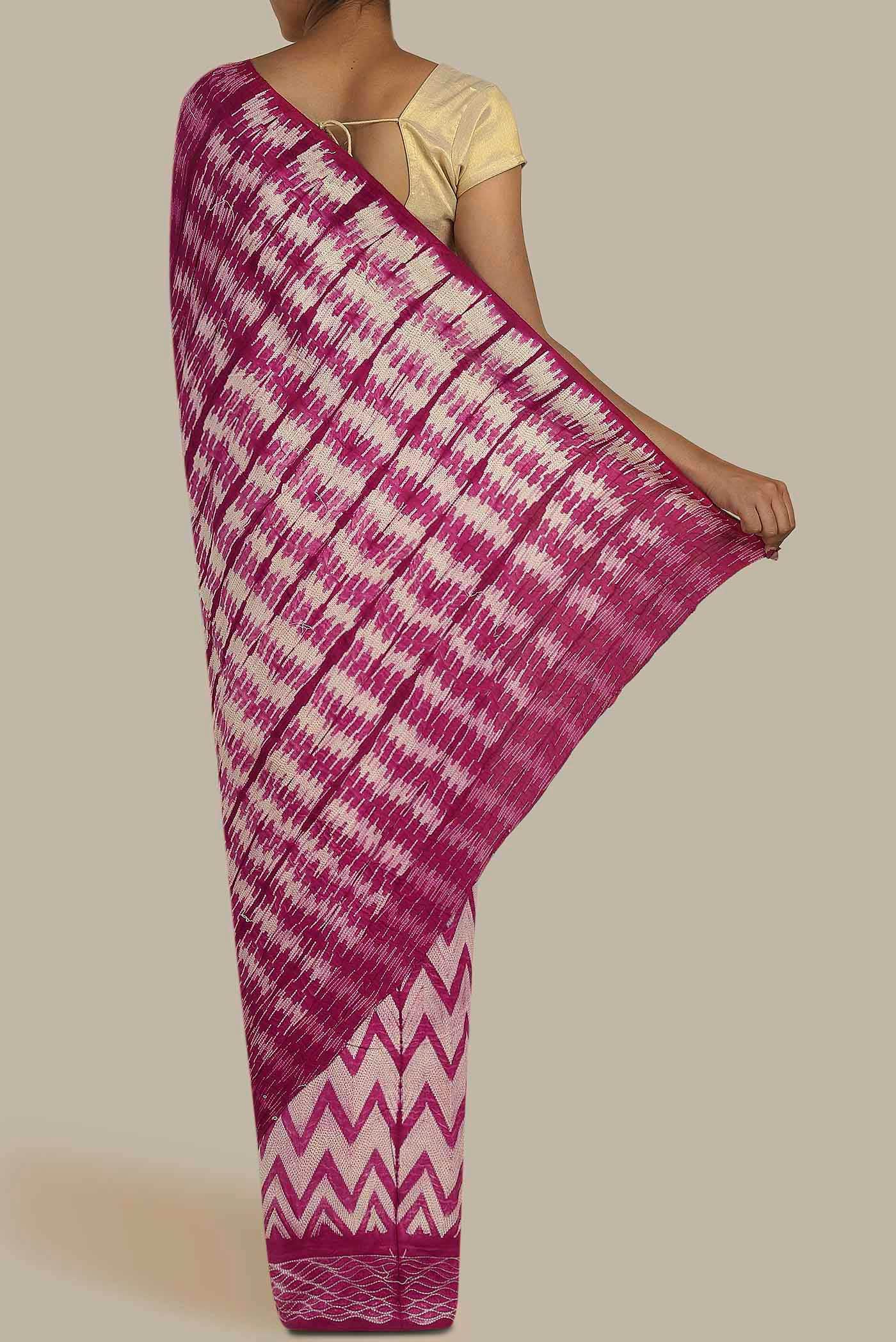 Magenta Chanderi Silk Cotton Saree
