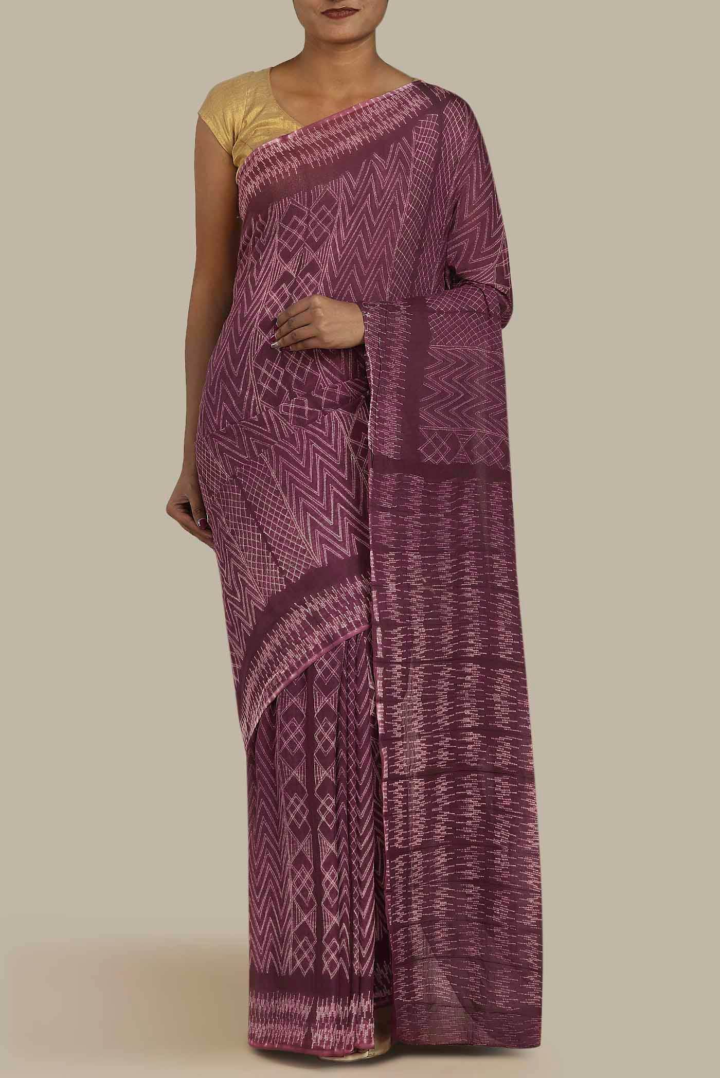 Purple Chanderi Silk Cotton Saree