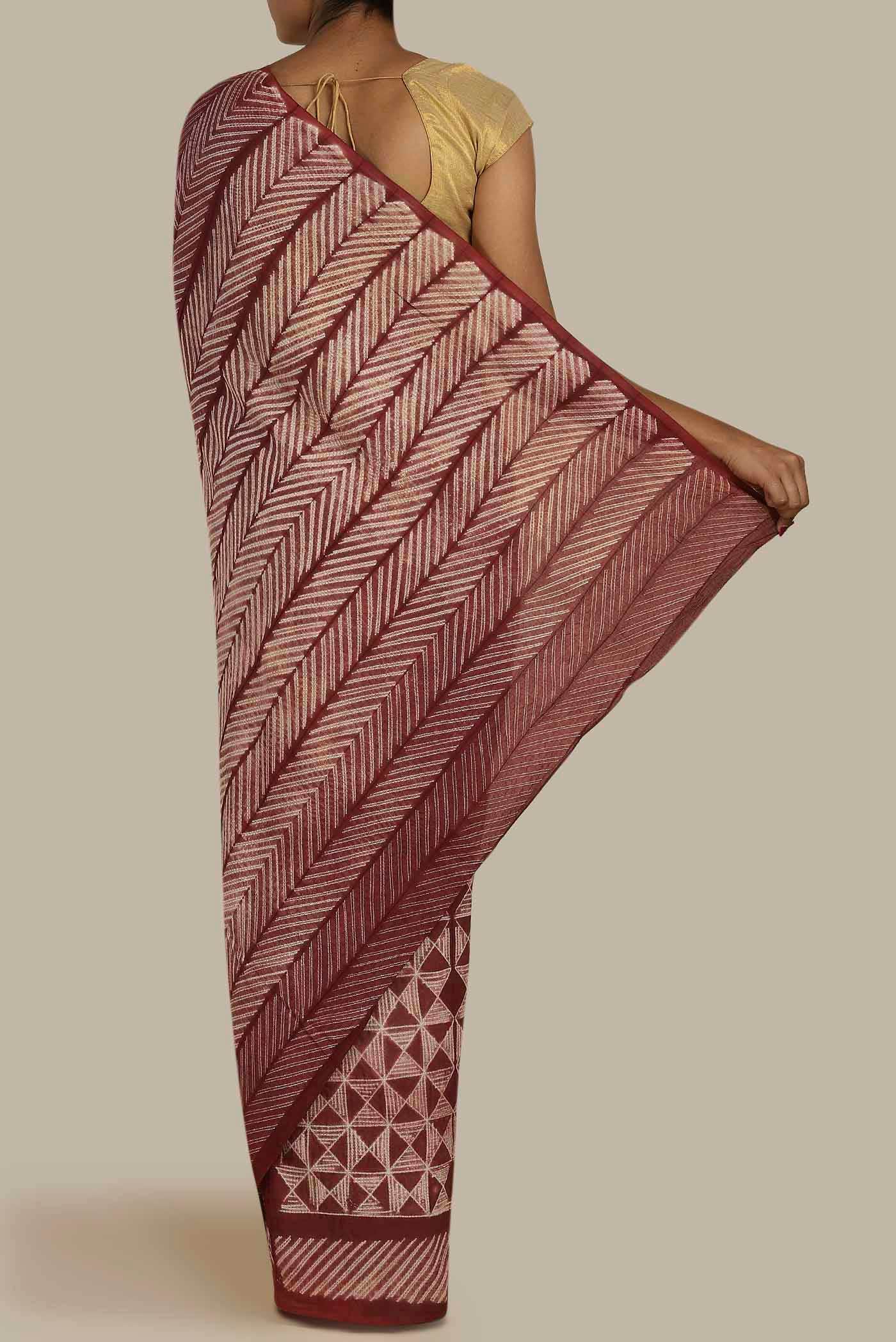Brown Chanderi Silk Cotton Saree