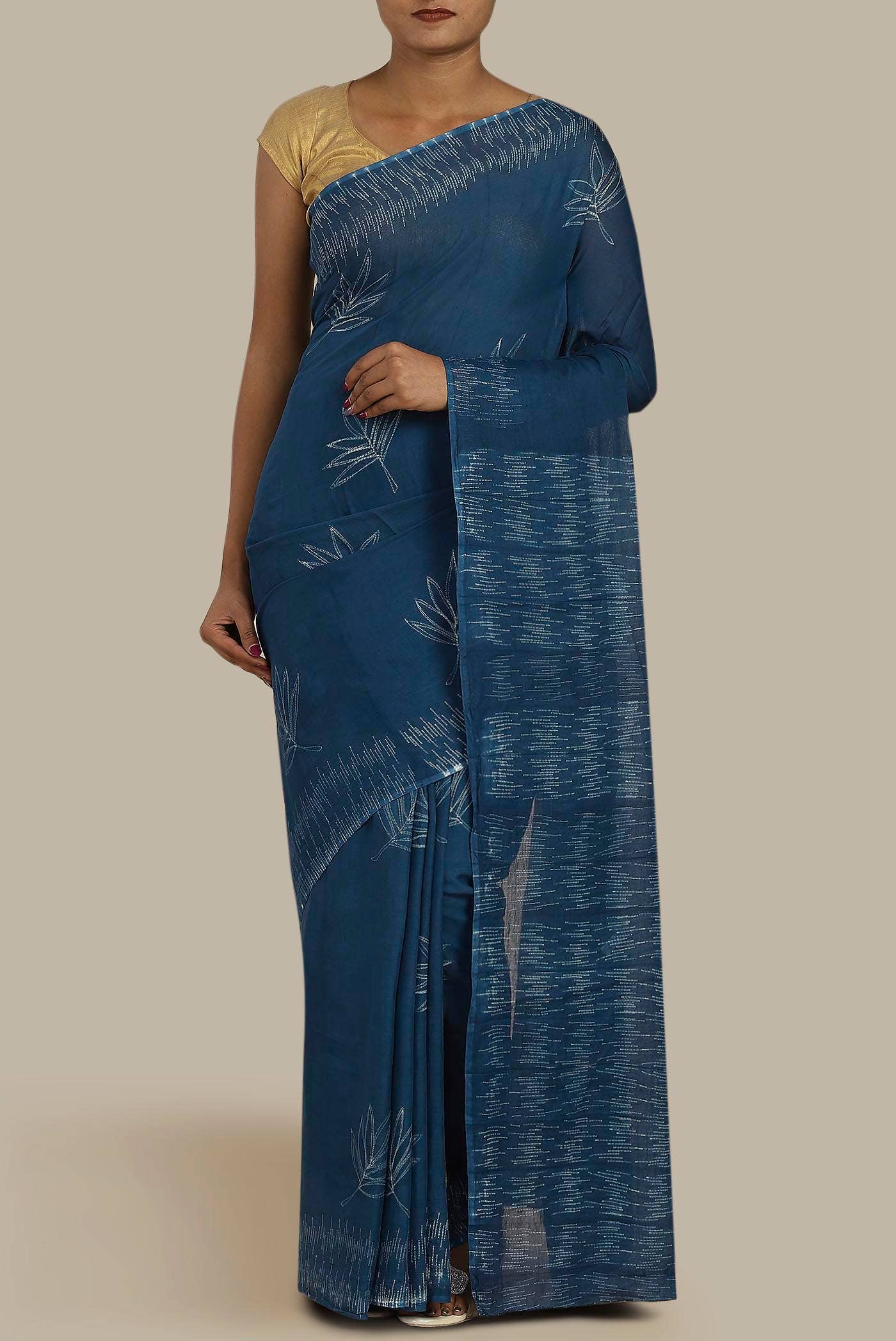 Blue Chanderi Silk Cotton Saree
