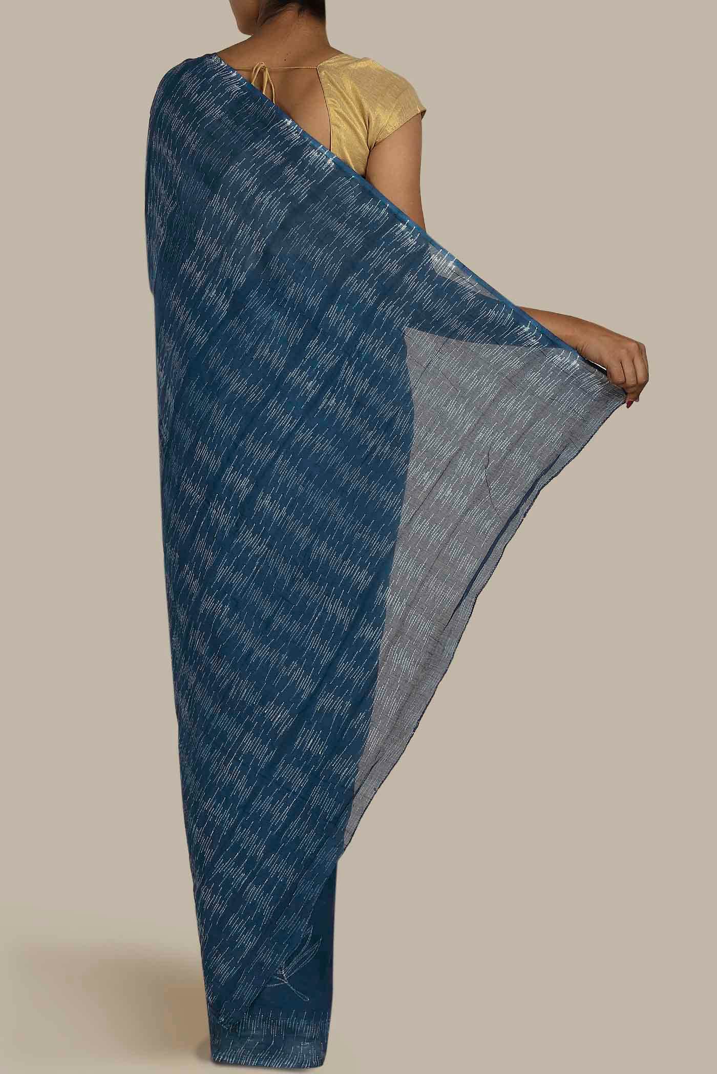 Blue Chanderi Silk Cotton Saree