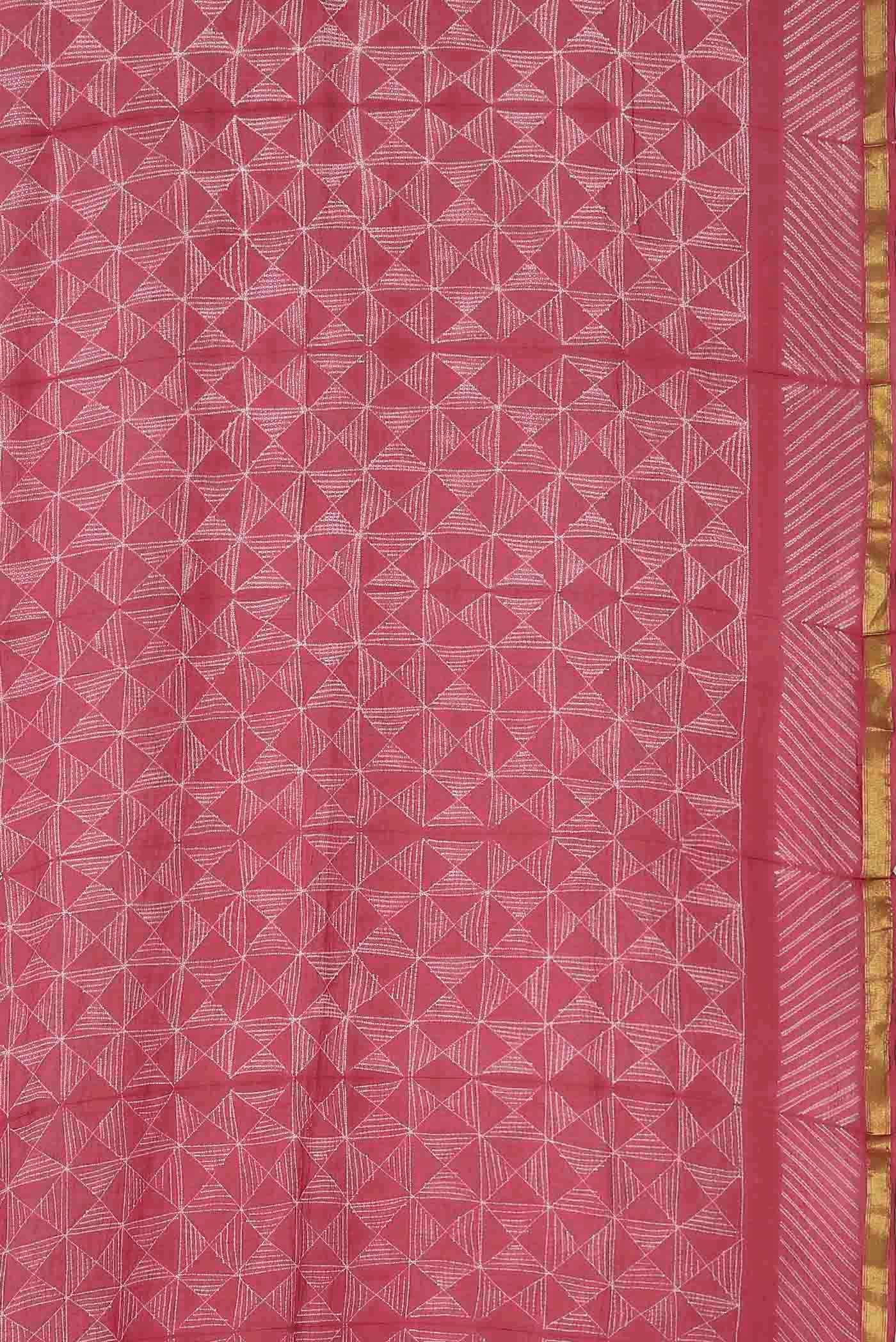 Pink Chanderi Silk Cotton Saree