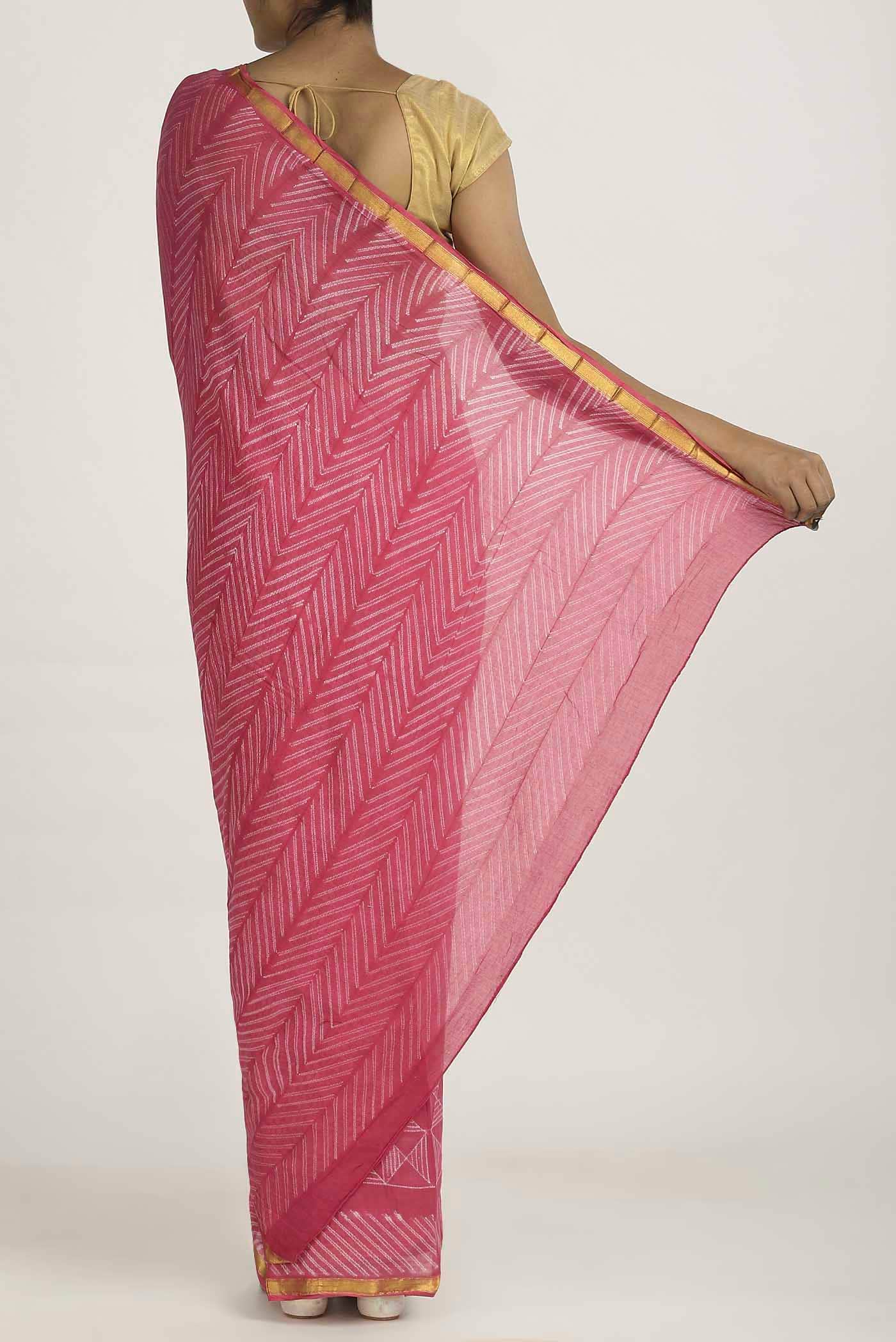 Pink Chanderi Silk Cotton Saree