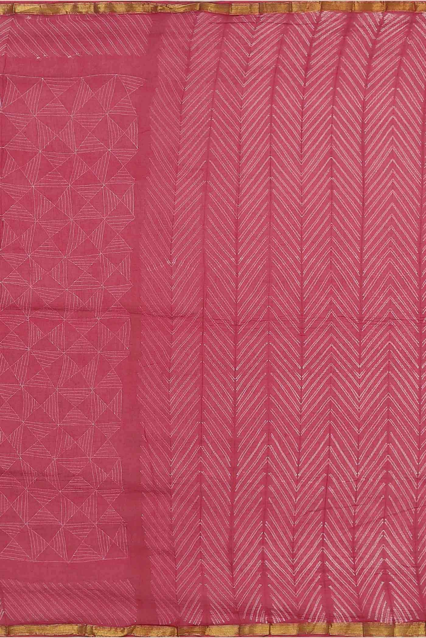 Pink Chanderi Silk Cotton Saree
