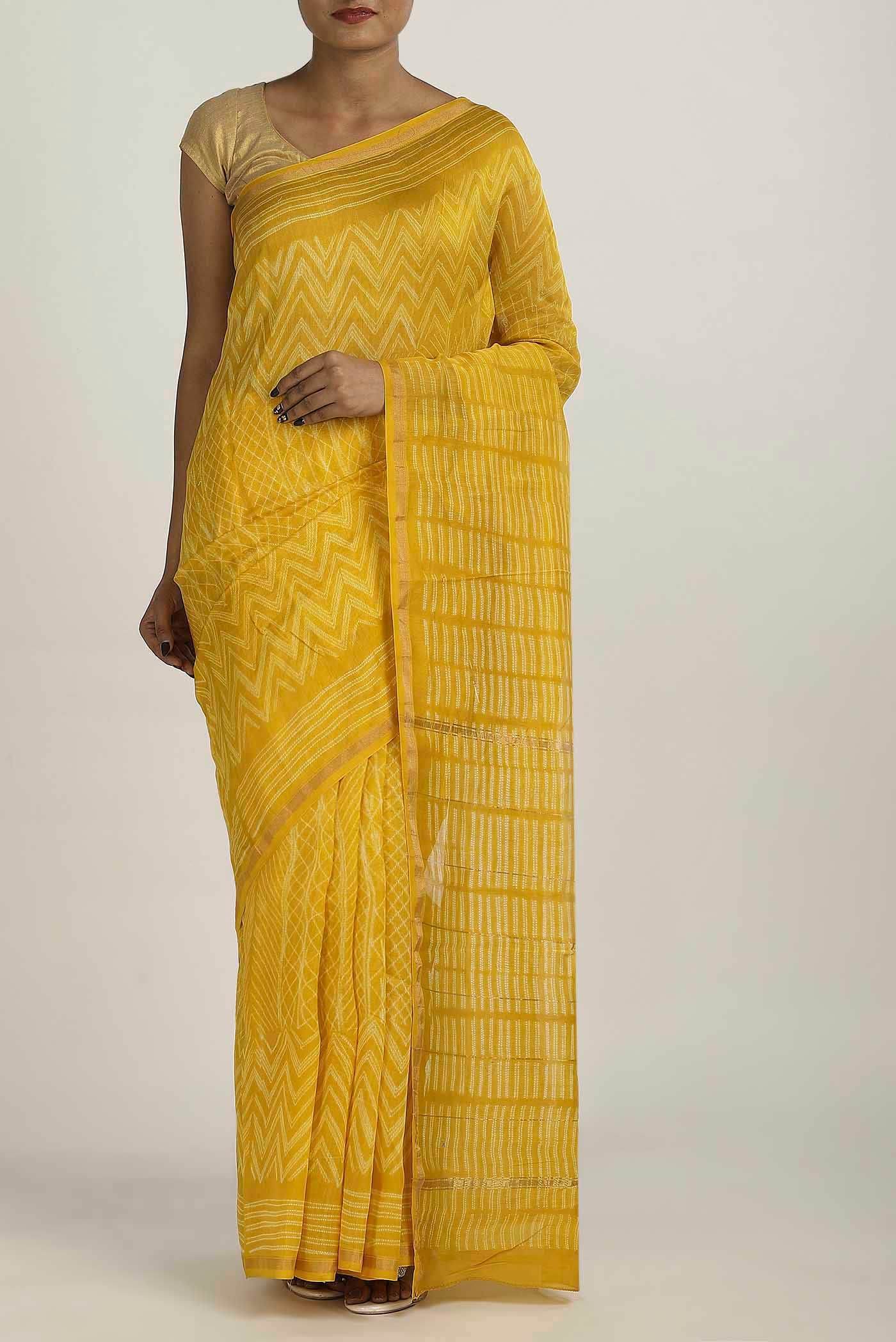 Yellow Chanderi Silk Cotton Saree
